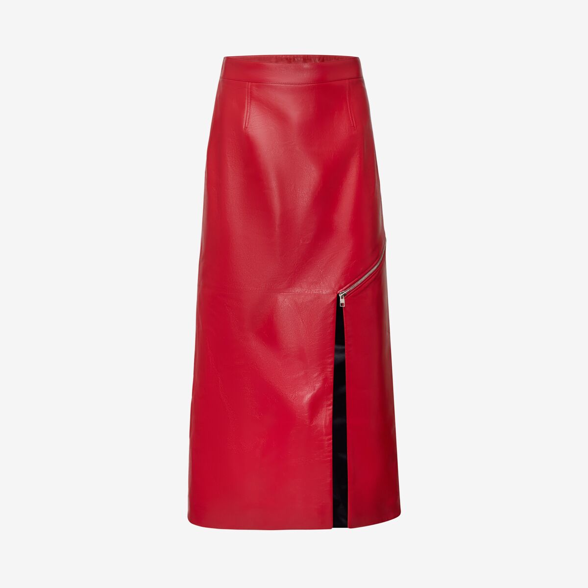 ALEXANDER MCQUEEN - Leather Zip Slash Pencil Skirt - Item 757974Q5ALT6040