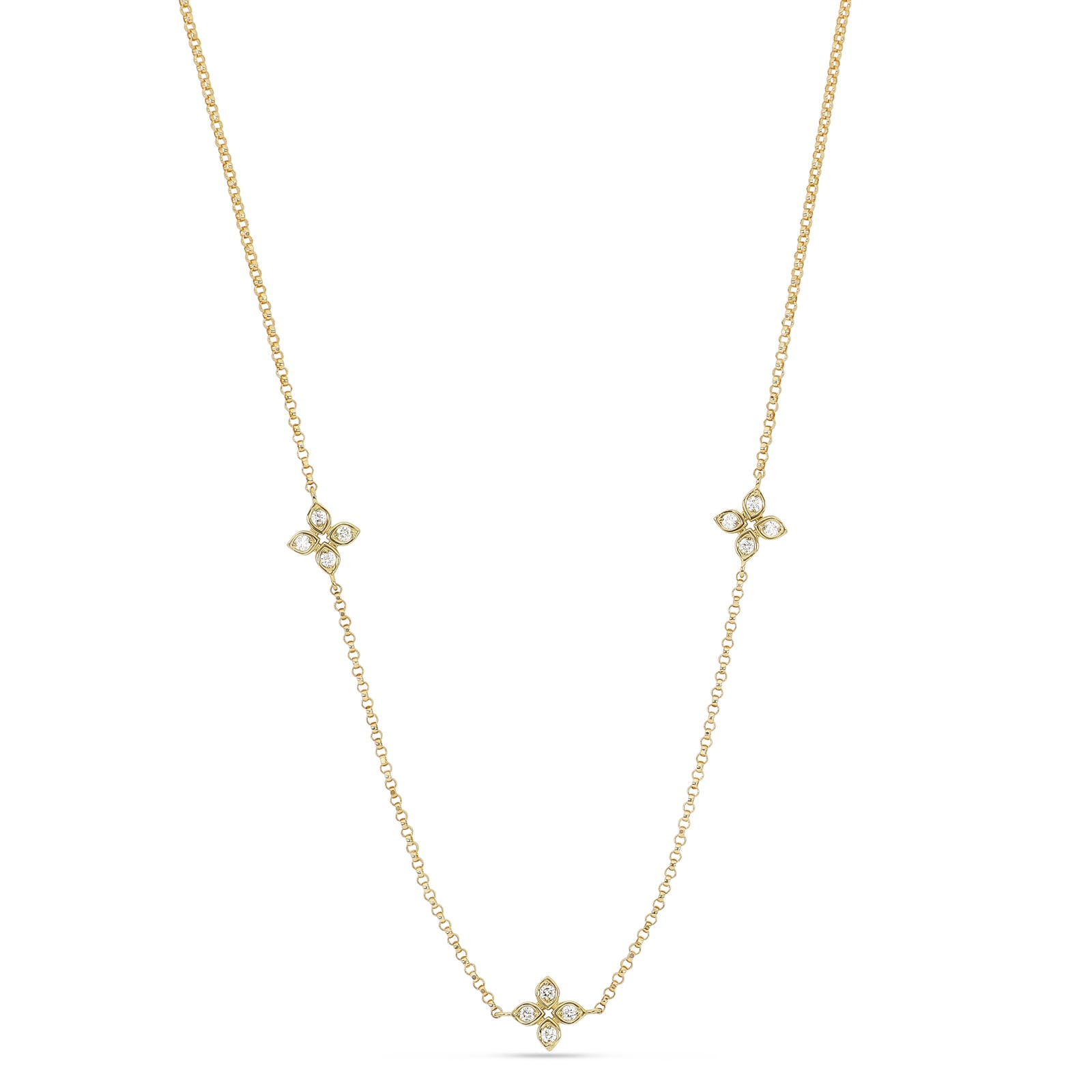 18ct Yellow Gold Love By The Yard 0.15ct 45cm 3 Stone Necklace