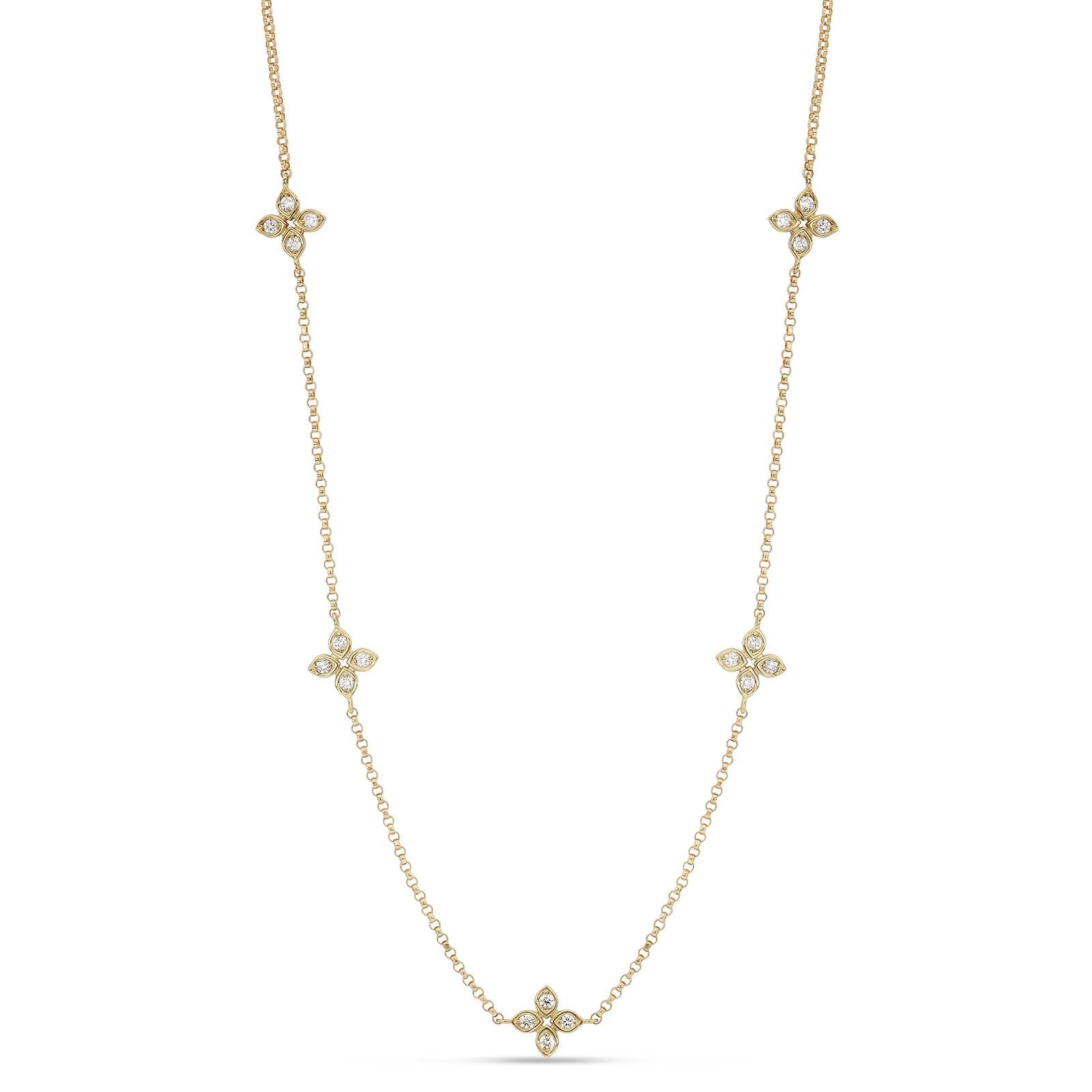 18ct Yellow Gold Love By The Yard 0.26ct 45cm 5 Stone Necklace