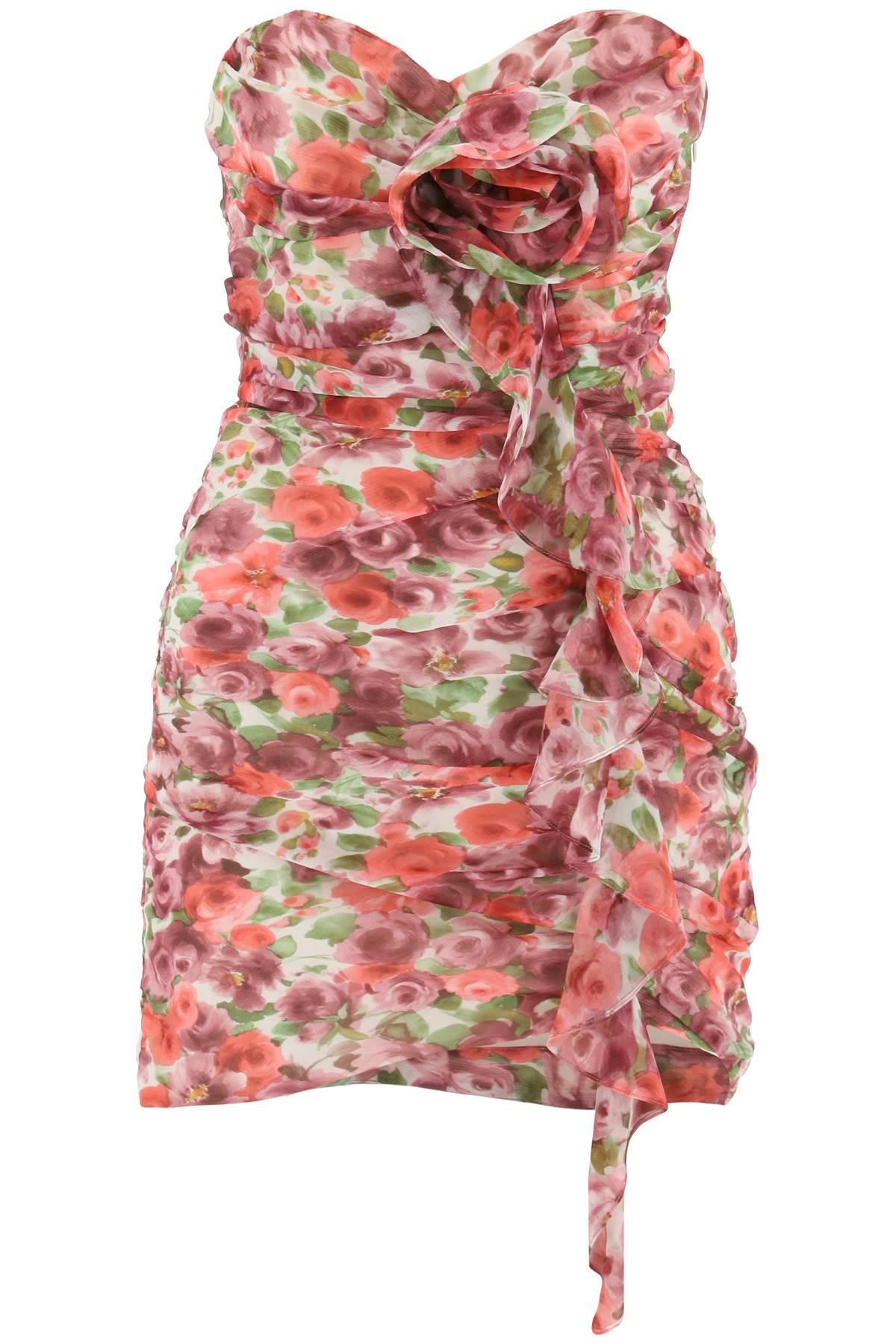 ALESSANDRA RICH FLORAL PRINTED BUSTIER MINI DRESS