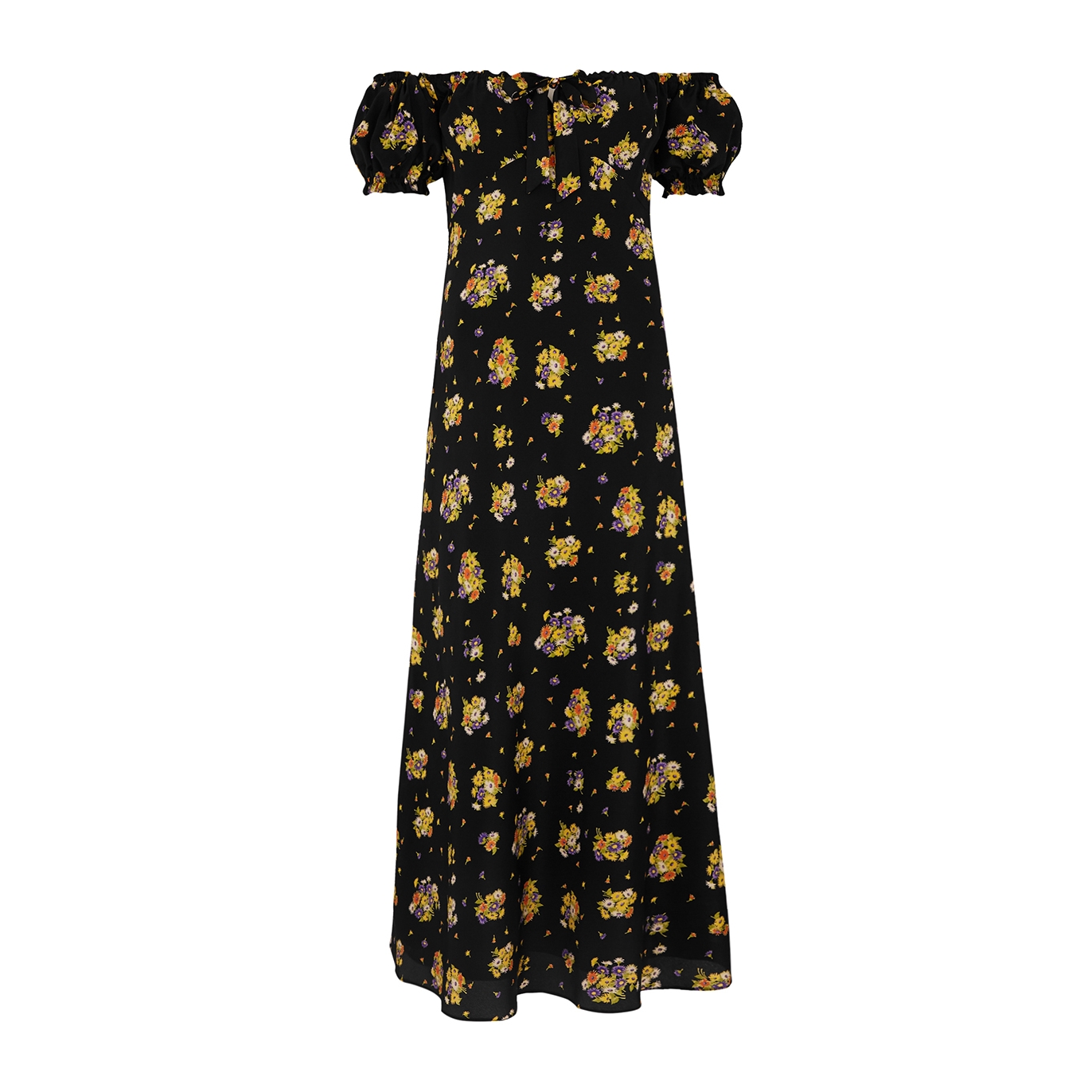 Alessandra Rich Floral-print Silk Crepe De Chine Midi Dress - Black - 14