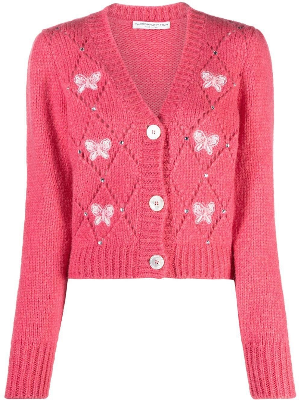 Alessandra Rich ribbon-embroidered knit cardigan