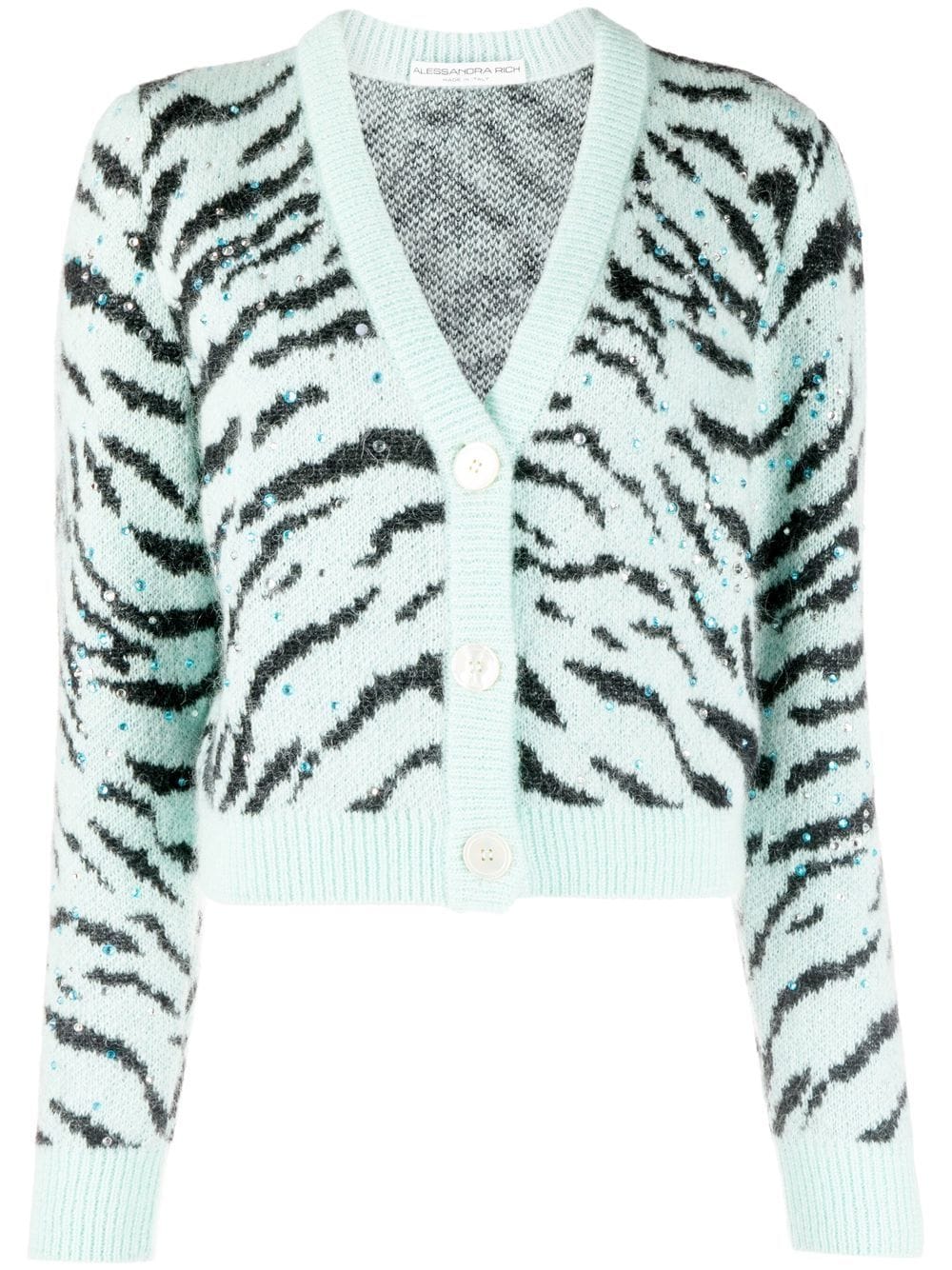 Alessandra Rich zebra-print V-neck cardigan - Green