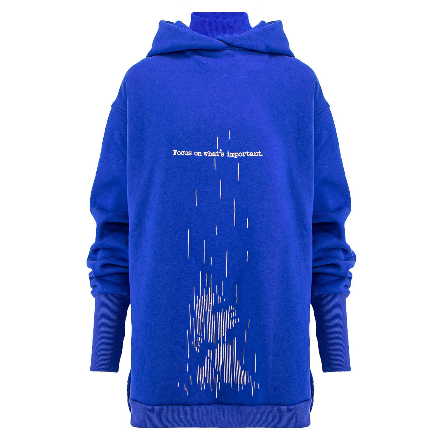 Balance Electric Blue Embroidered Men's Hoodie Small Hamza