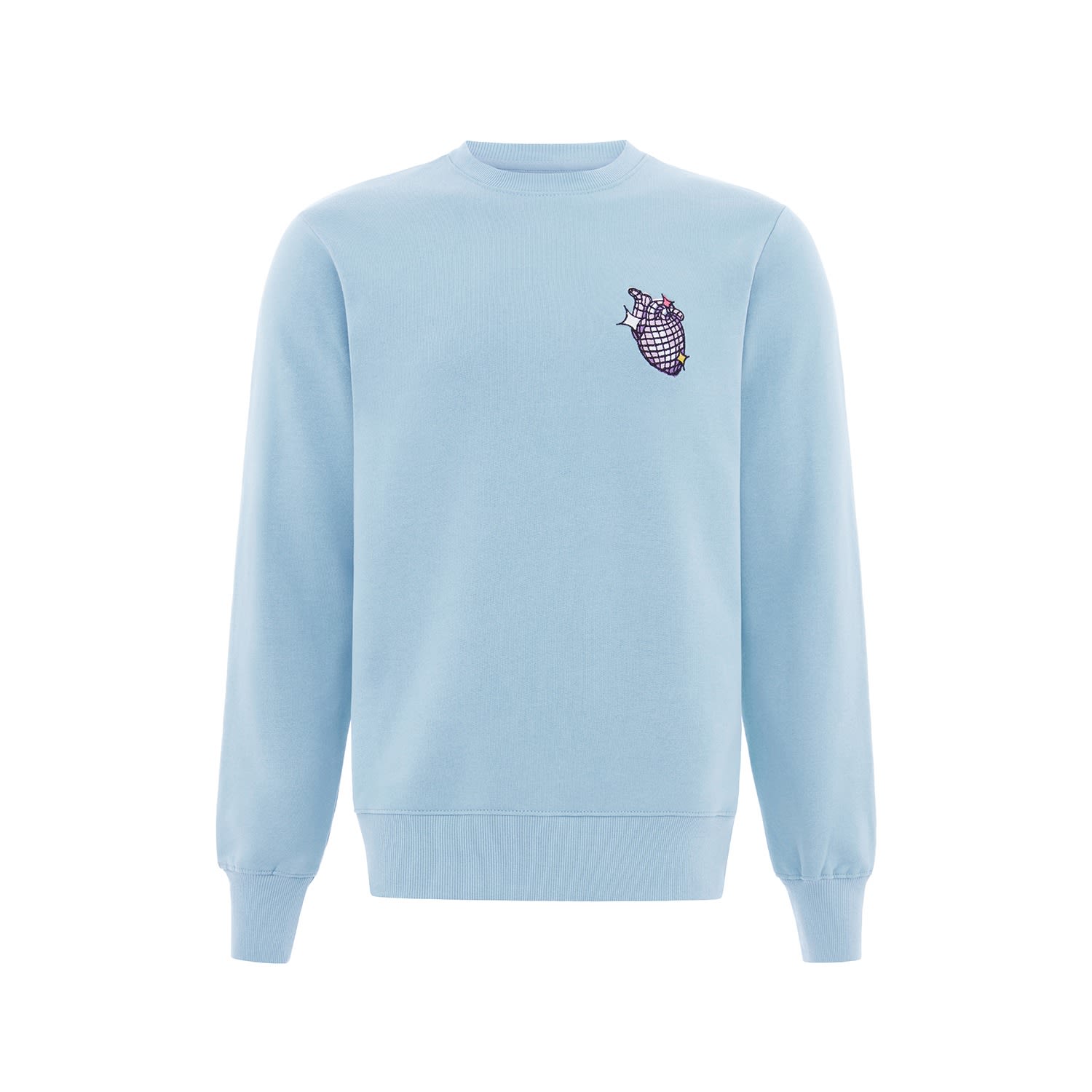 Dazzle Embroidered Organic Cotton Mens Sweatshirt In Light Blue Large blonde gone rogue
