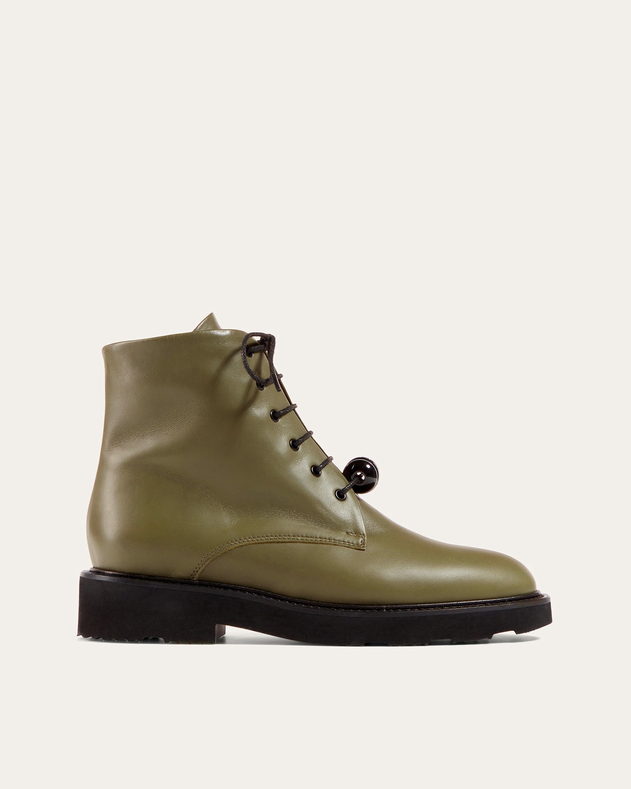 Dear Frances - Women's Green Leather Combat Boots