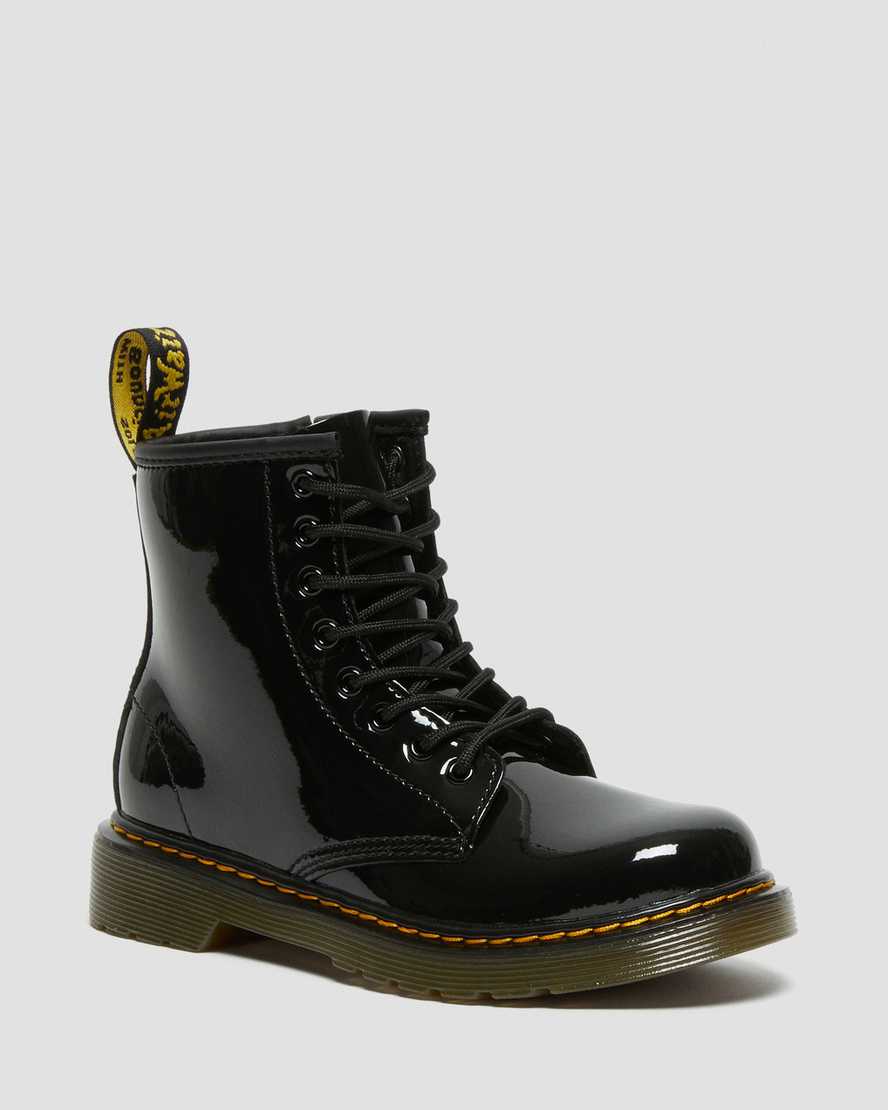 Dr. Martens Kids 1460 Patent Leather Lace Up Boots in Black, Size: 11