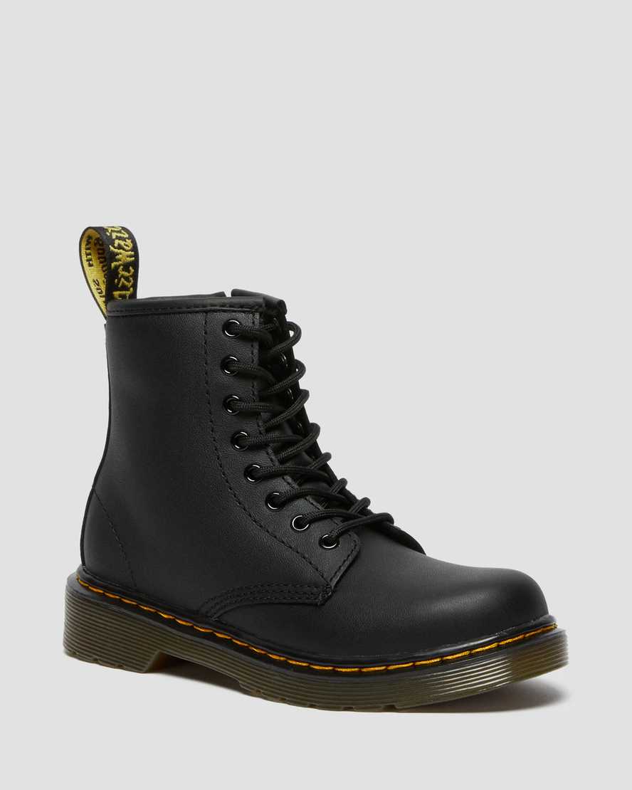 Dr. Martens Kids 1460 Softy Leather Lace Up Boots in Black, Size: 2