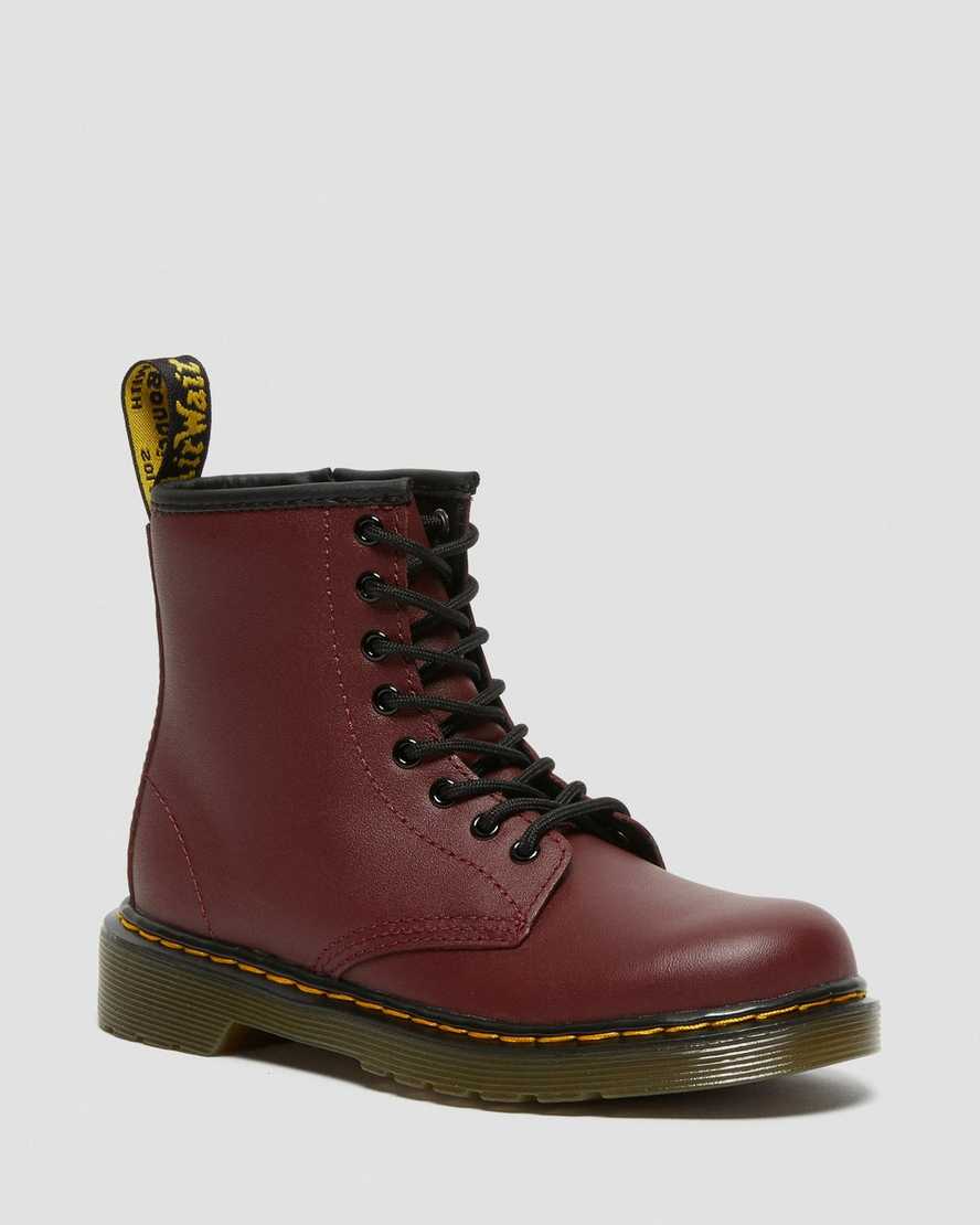 Dr. Martens Kids 1460 Softy Leather Lace Up Boots in Cherry Red, Size: 10