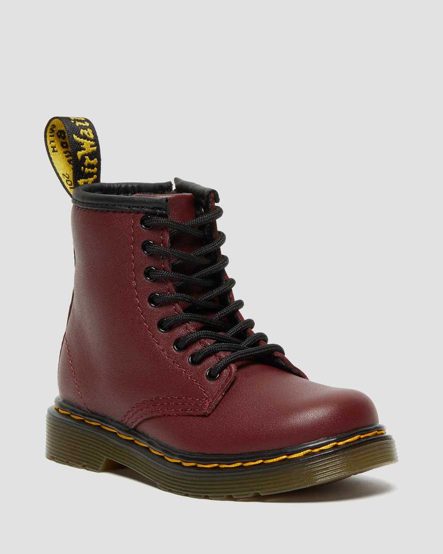 Dr. Martens Kids 1460 Softy T Leather Lace Up Boots in Cherry Red, Size: 7