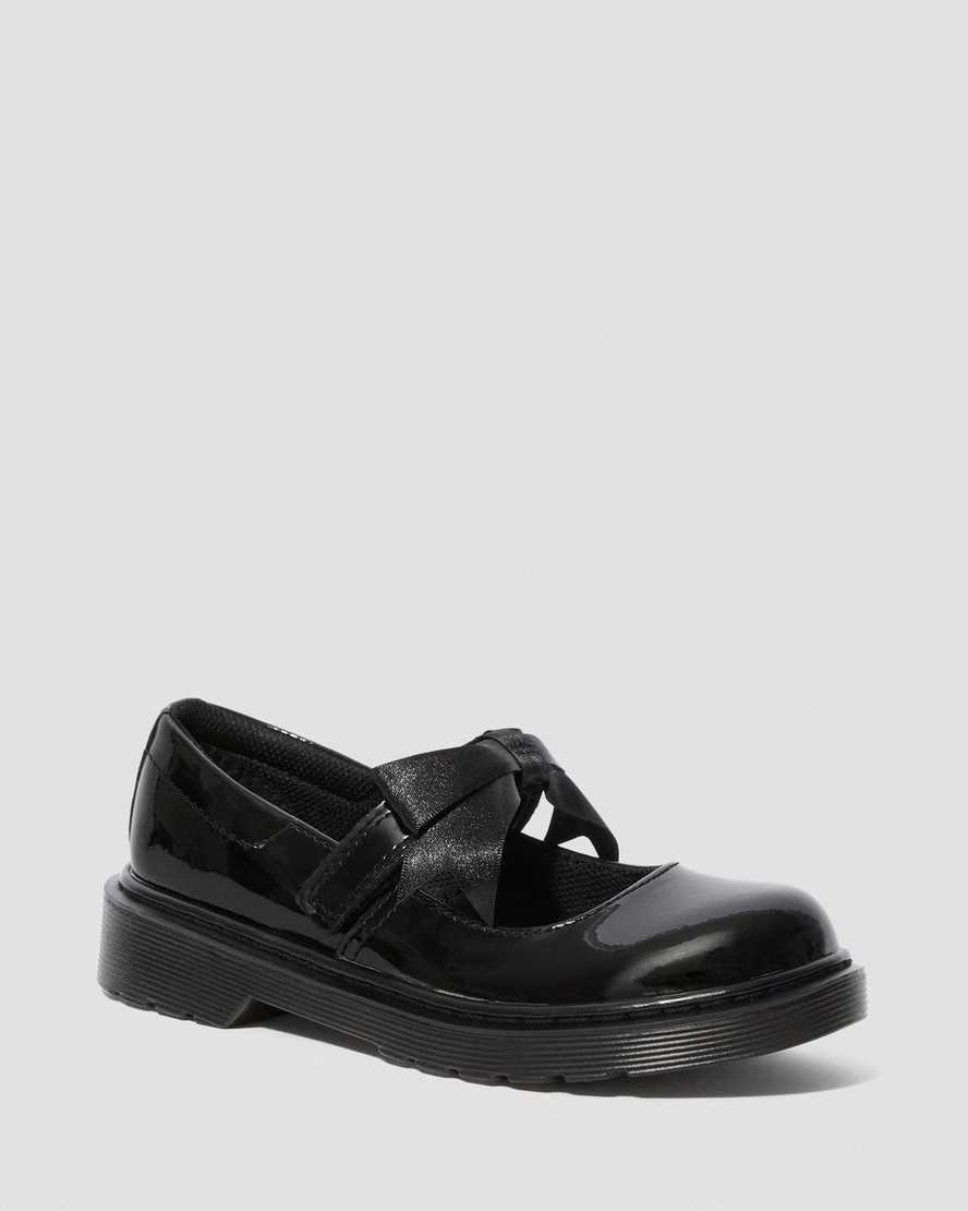 Dr. Martens Kids Maccy II Patent Leather Mary Jane Shoes in Black, Size: 10.5