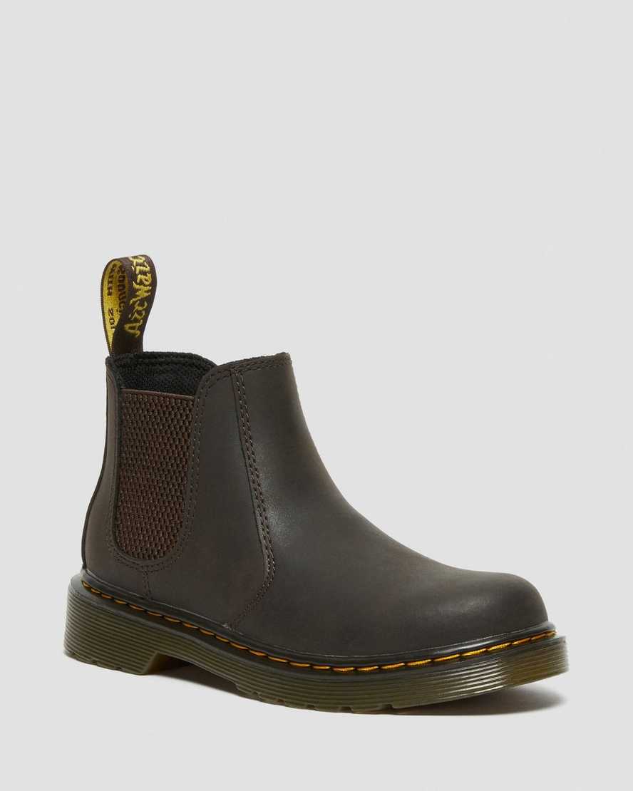 Dr. Martens Kids Waxy Leather 2976 Boots in Dark Brown, Size: 2.5