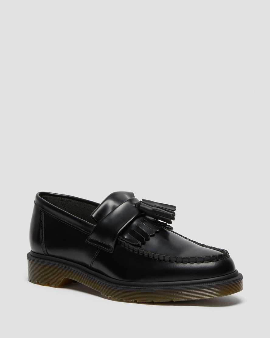 Dr. Martens Men's Adrian Smooth Leather Tassel Loafers in Black, Size: 3