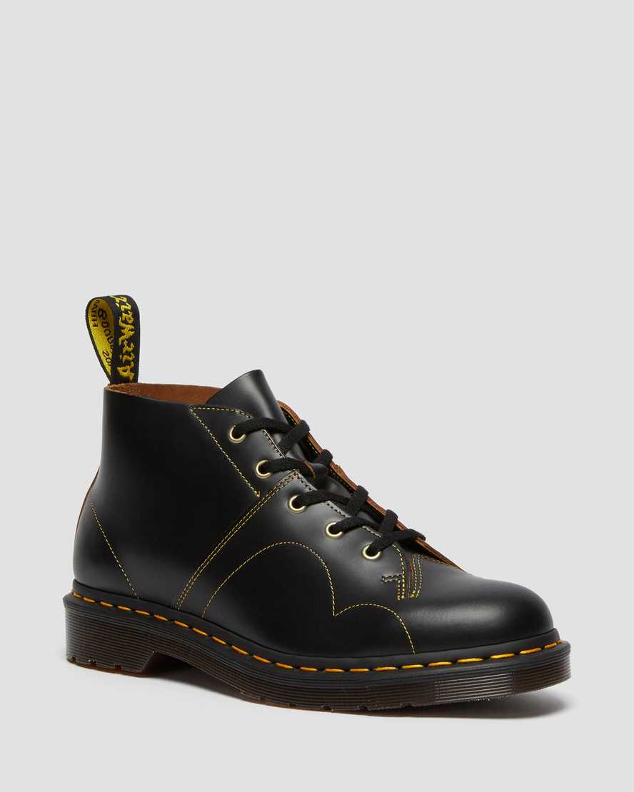 Dr. Martens Men's Smooth Leather Church Vintage Monkey Boots in Black, Size: 7