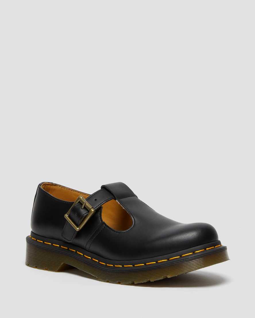 Dr. Martens Women's Leather Polley Smooth Mary Jane Shoes in Black, Size: 4