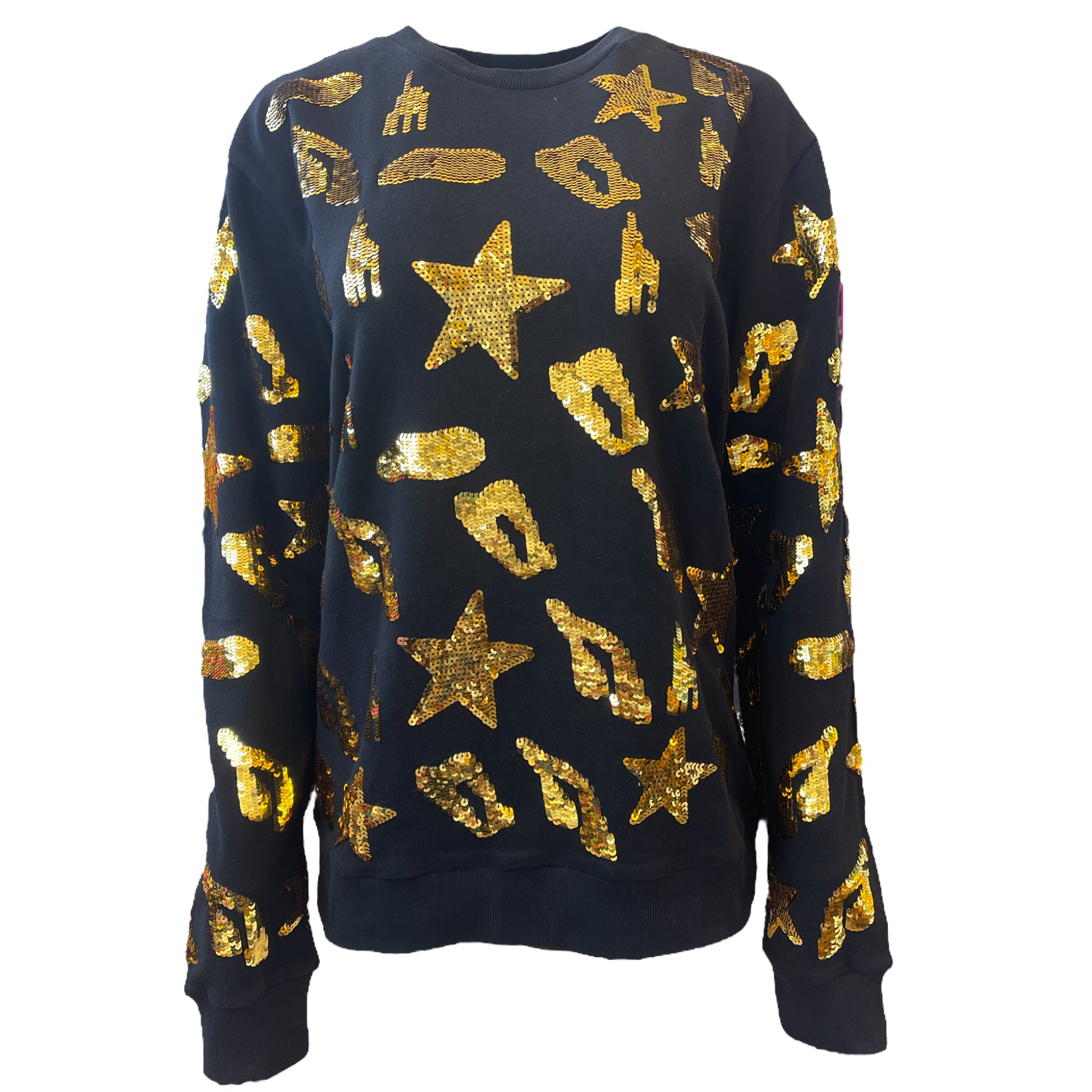 Gold / Black Any Old Iron Mens Leopard Star Sweatshirt Xs