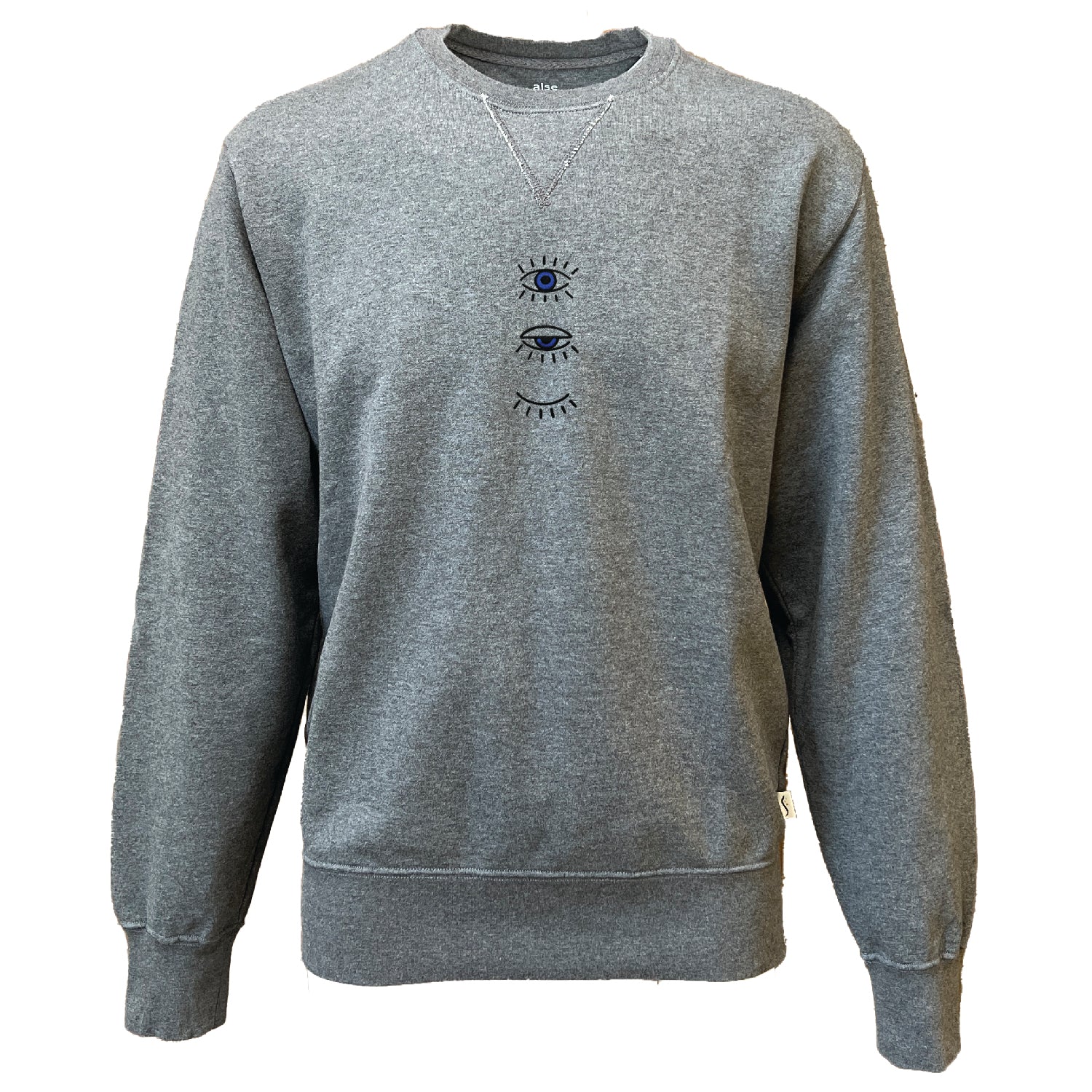 Grey Men Evil Eye Embroidered Sweatshirt Anthracite Small Alse Studio