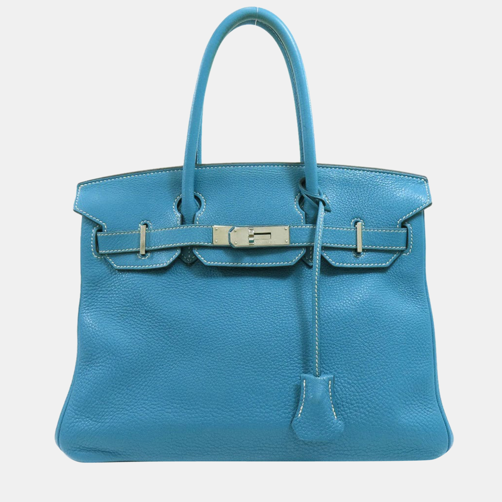 Hermes Birkin 30 Blue Jean Handbag Togo Ladies