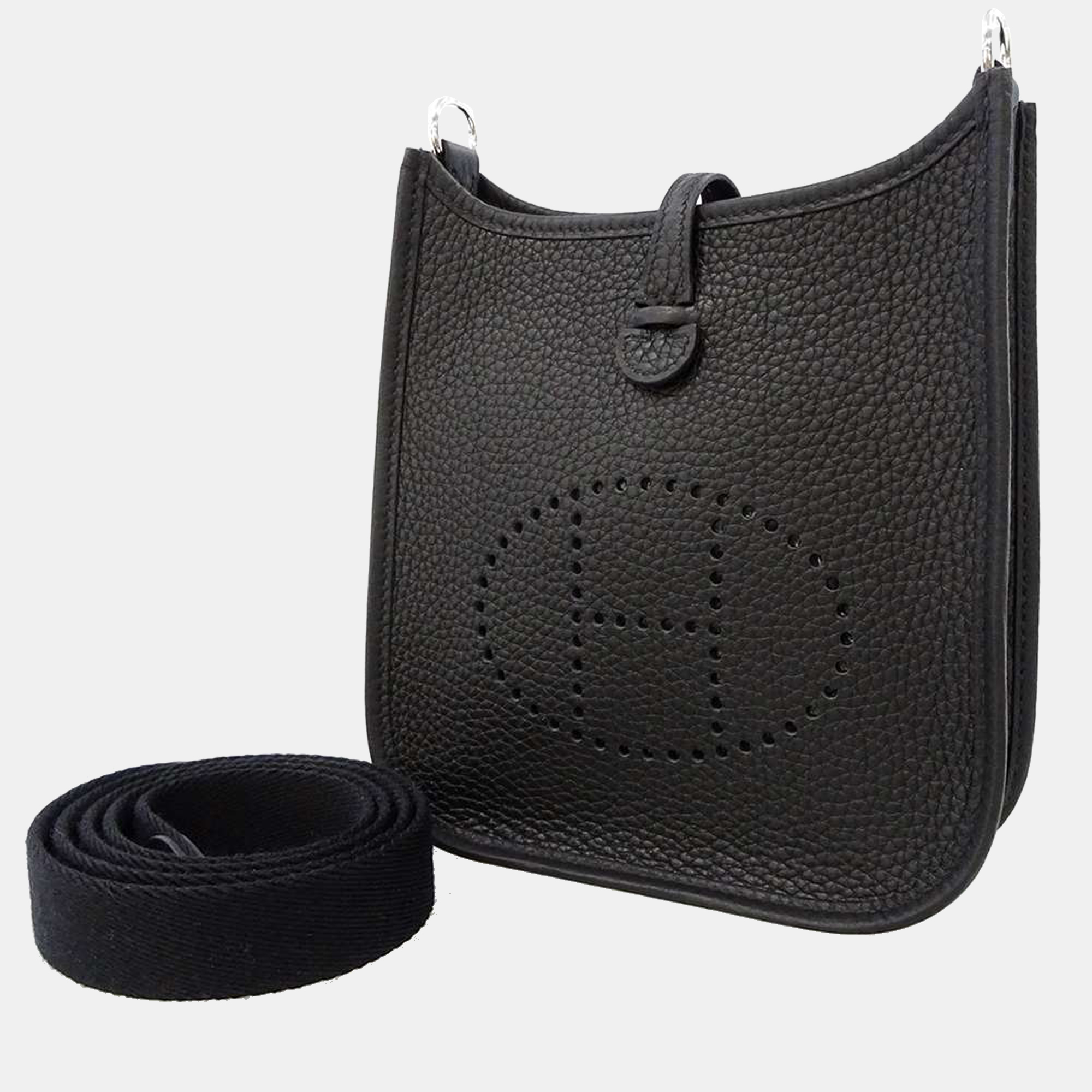 Hermes Black Taurillon Clemence Leather Evelyne Amazone TPM Shoulder Bag