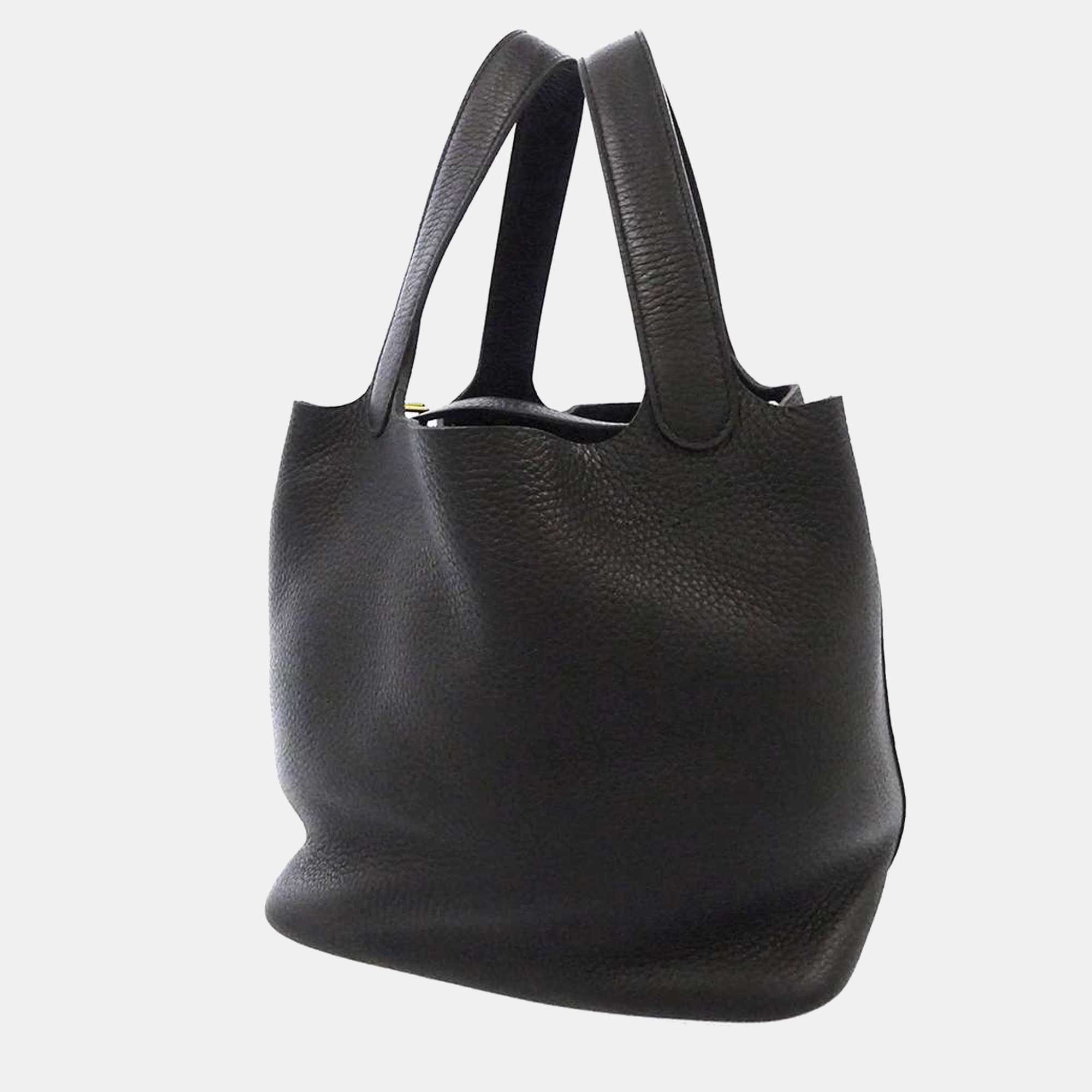 Hermes Black Taurillon Clemence Leather Picotin Lock MM Tote Bag