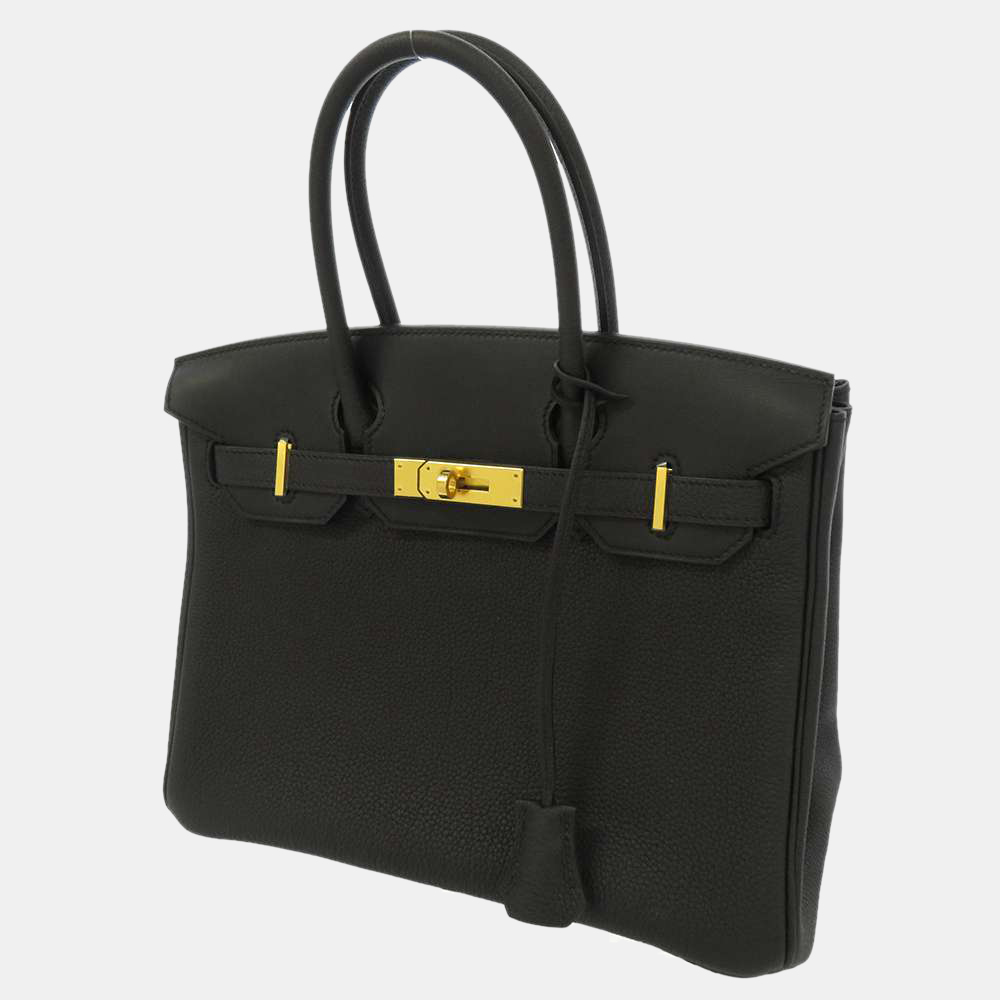 Hermes Black Togo Leather Swift Toile Gold Hardware 3 in 1 Birkin 30 Bag