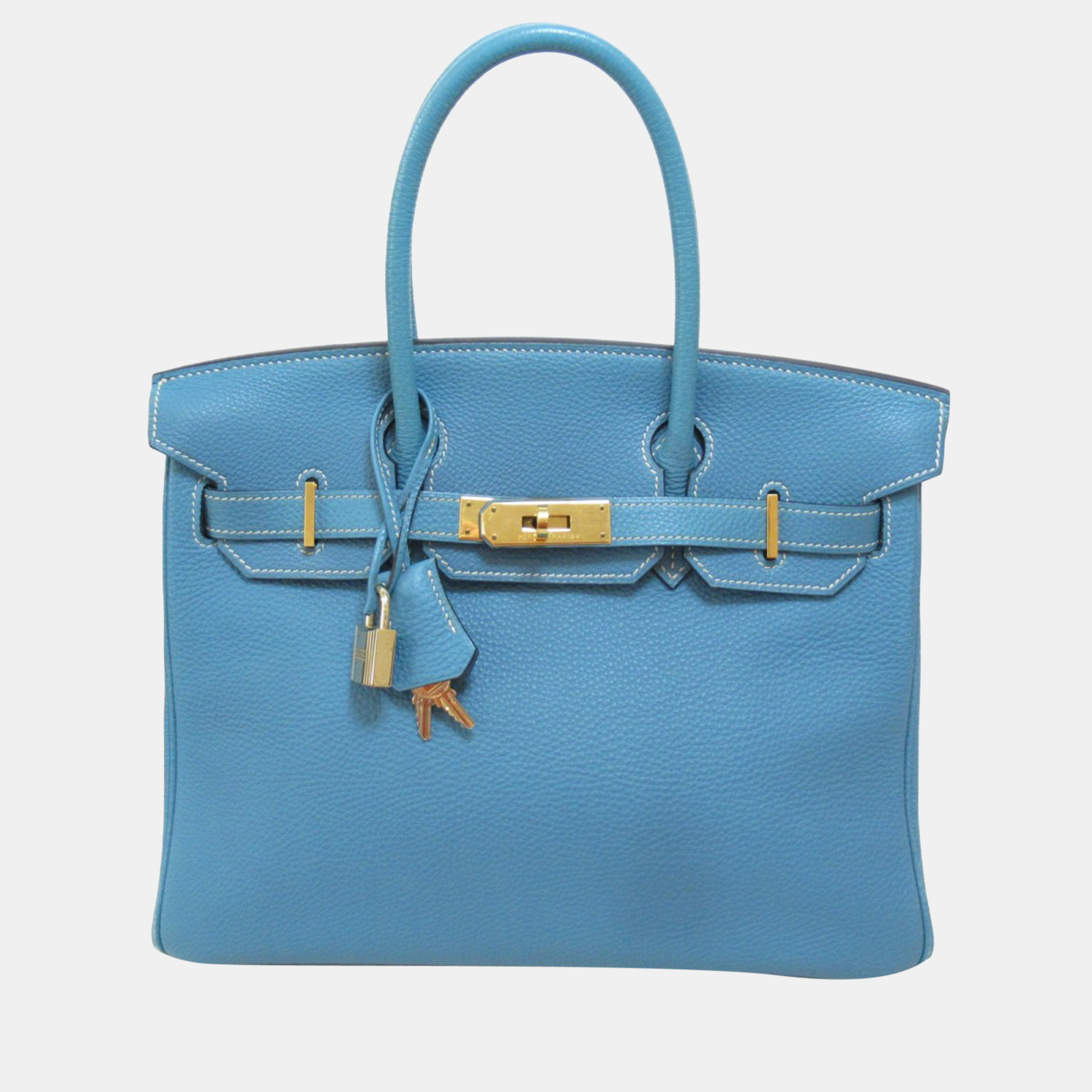 Hermes Blue Togo Leather Gold Hardware Birkin 30 Bag