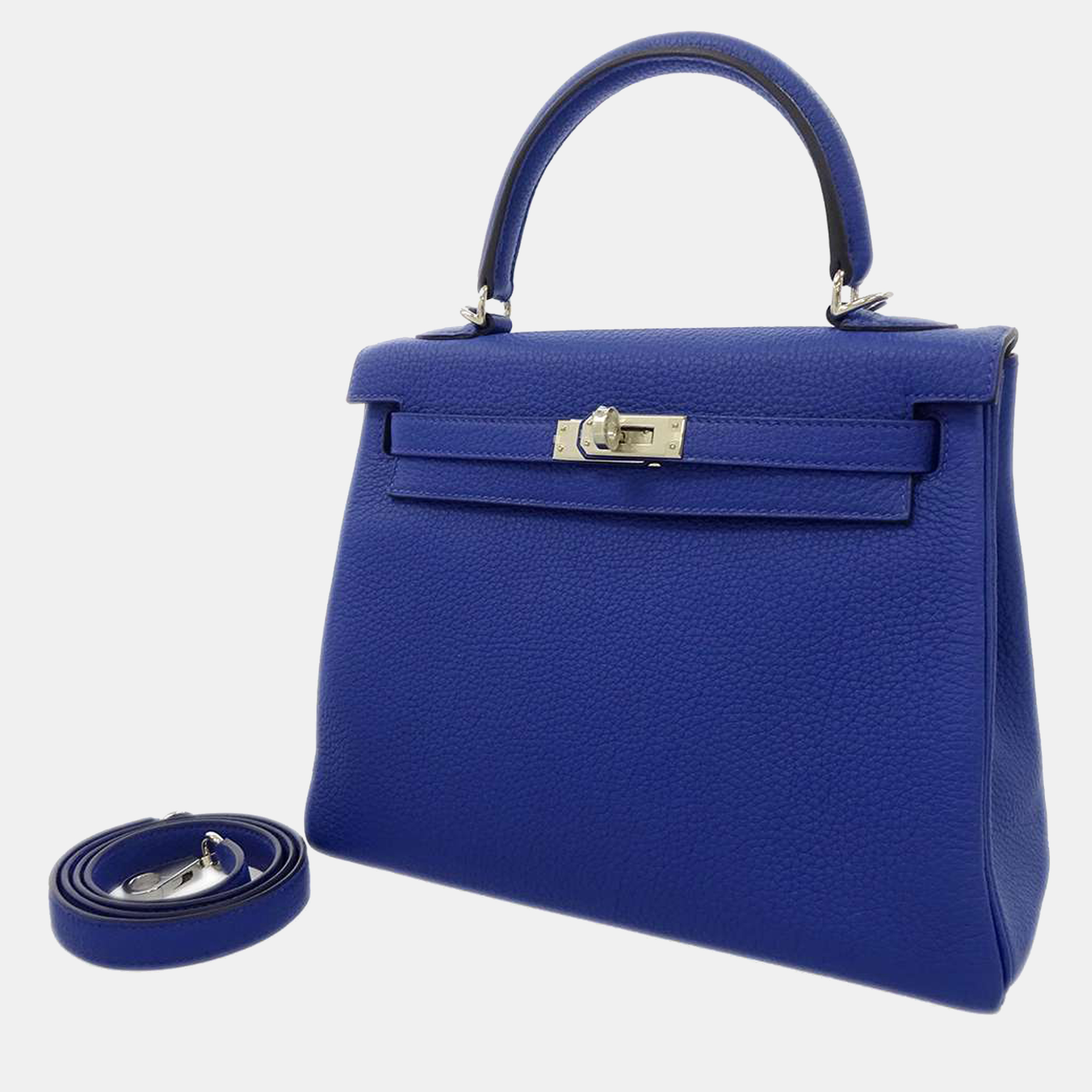 Hermes Blue Togo Leather Palladium Hardware Kelly Retourne 25 Bag