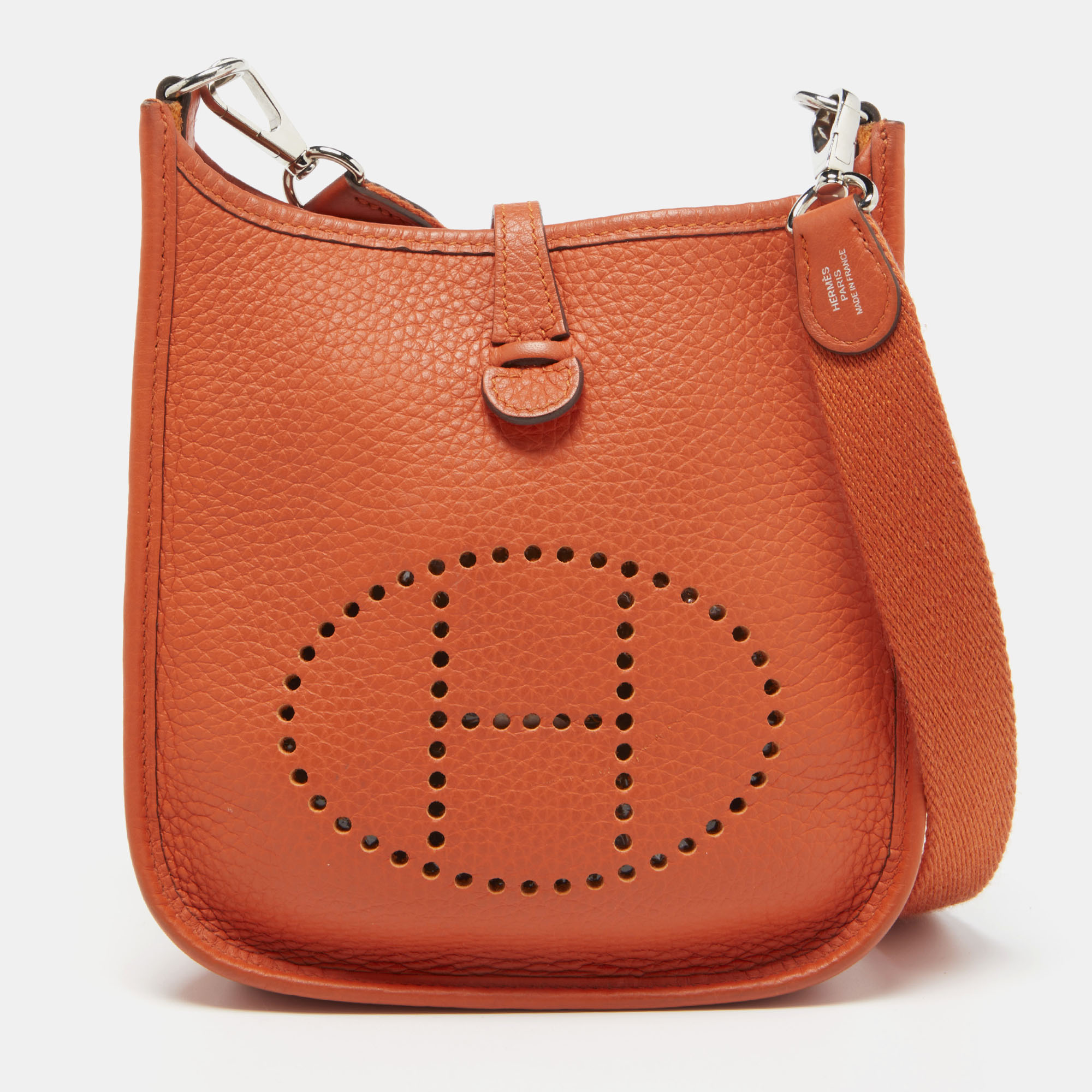Hermes Feu Taurillion Clemence Leather Evelyne TPM Bag