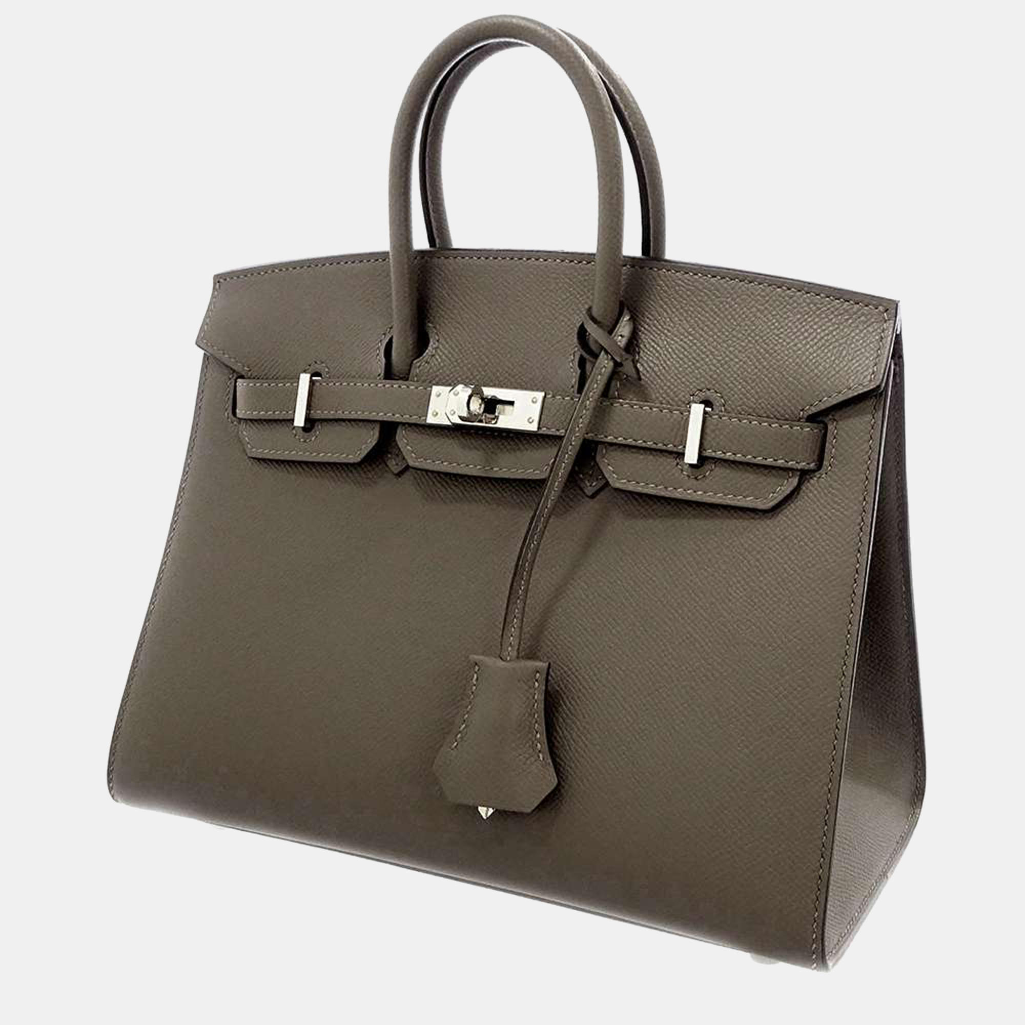 Hermes Grey Epsom Leather Palladium Hardware Birkin Sellier 25 Bag