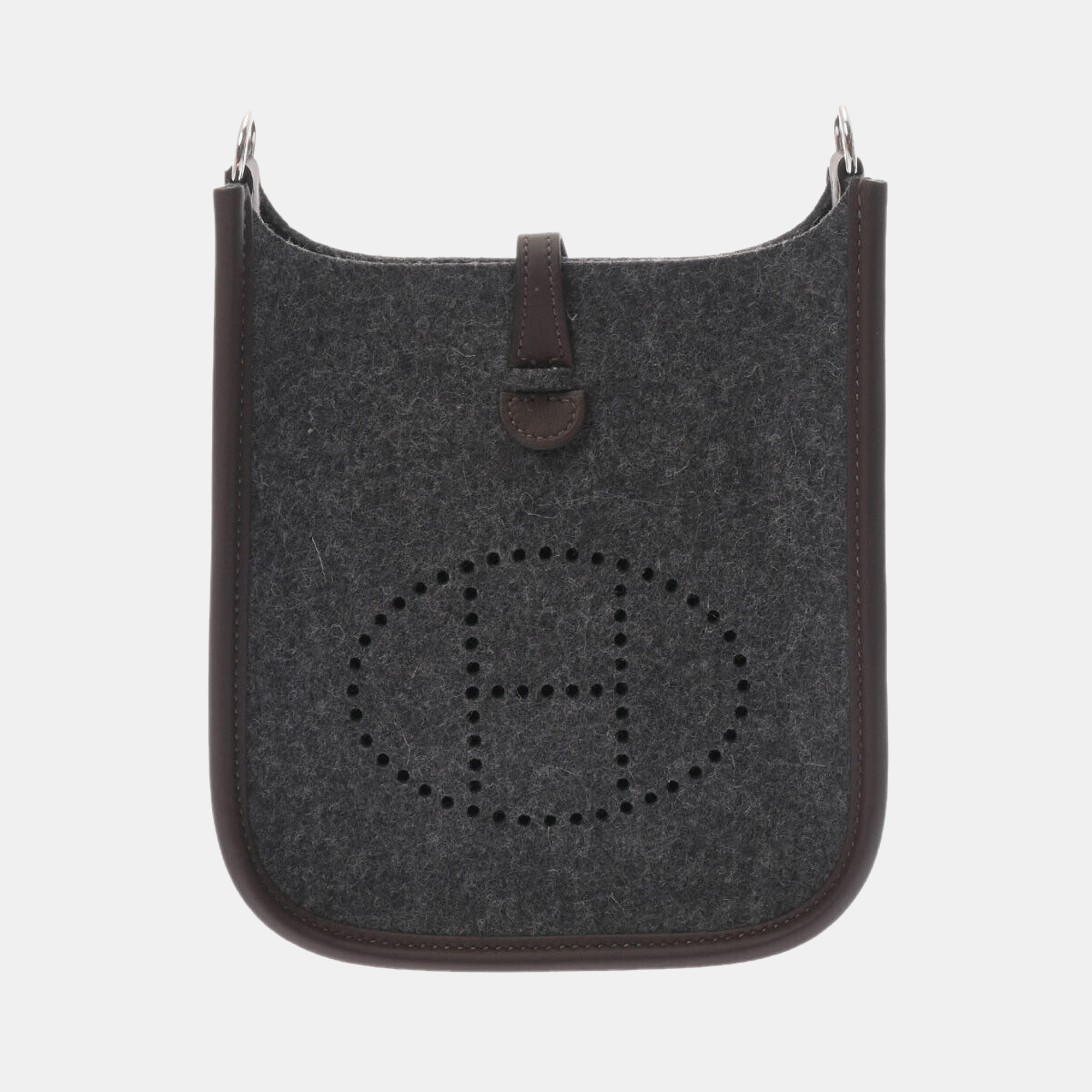 Hermes Grey Leather Feutre Swift Evelyne TPM Shoulder Bag
