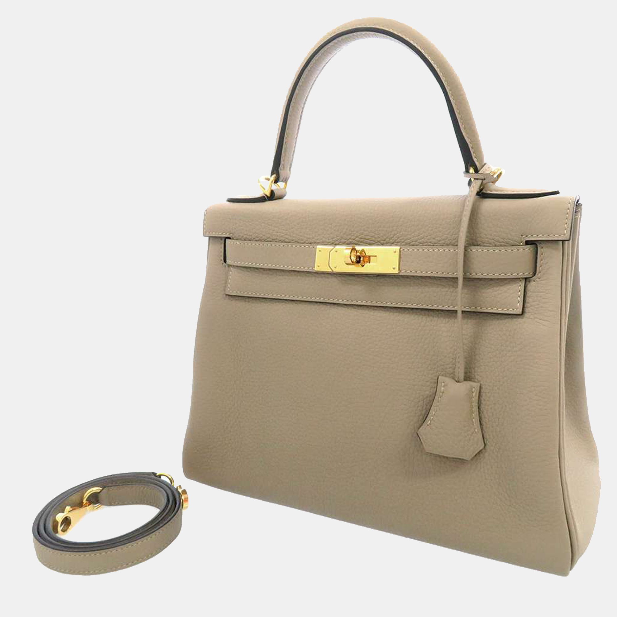 Hermes Grey Taurillon Clemence Leather Gold Hardware Special Order Kelly 28 Bag