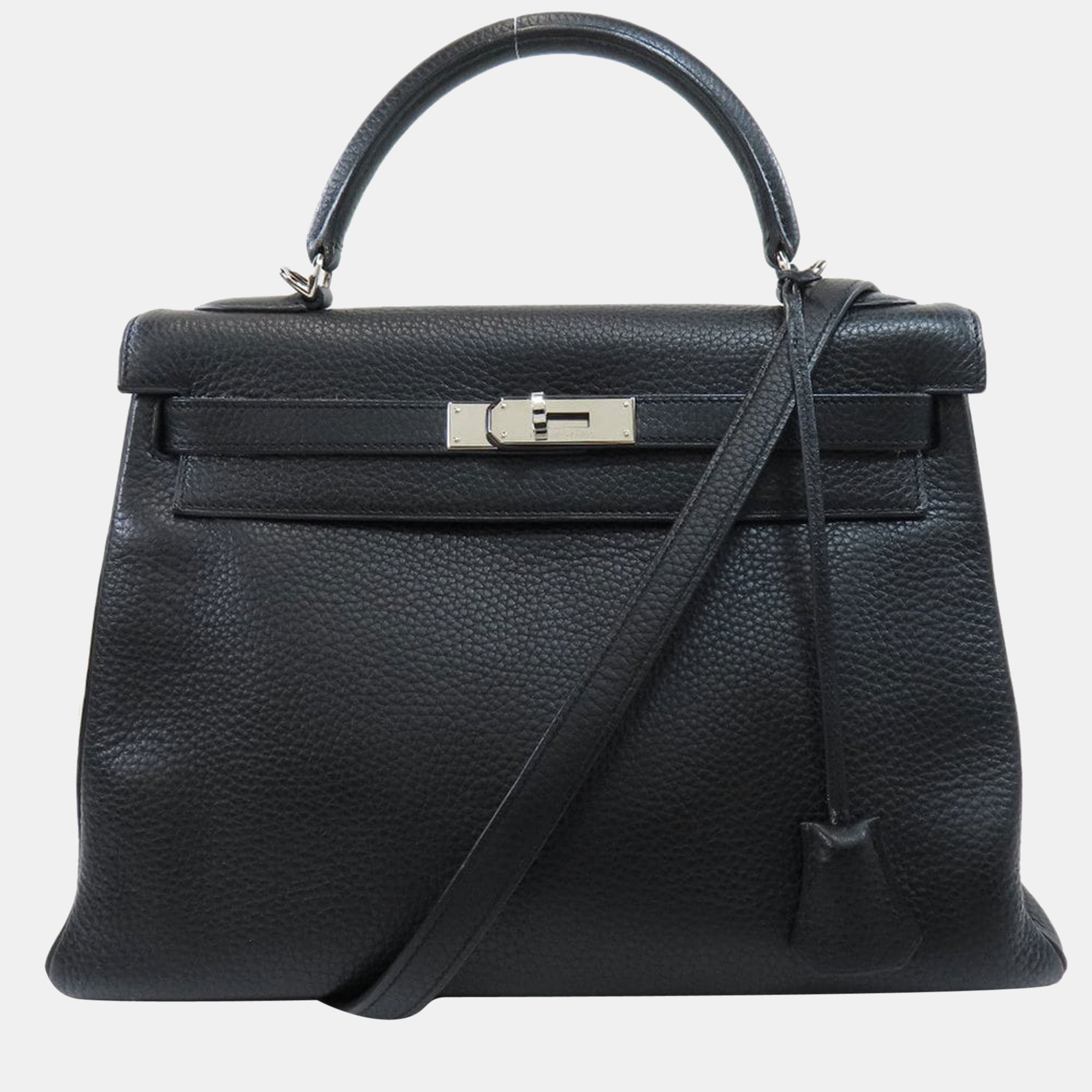Hermes Kelly 32 Inner Stitch Black Handbag Taurillon Women's
