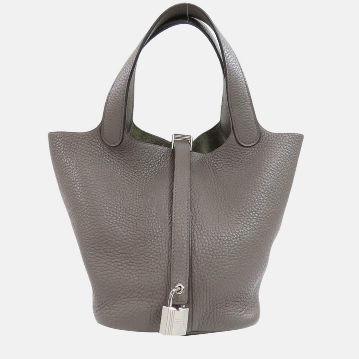 Hermes Picotin Lock PM Gray Handbag Taurillon Ladies