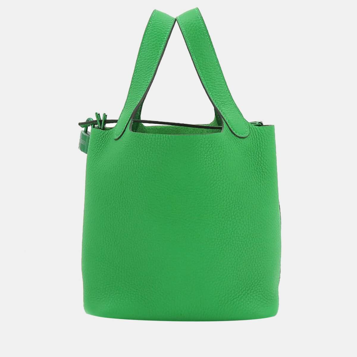 Hermes Picotin Lock PM Monochrome Saw Green Handbag Taurillon Clemence Bamboo Z Engraved