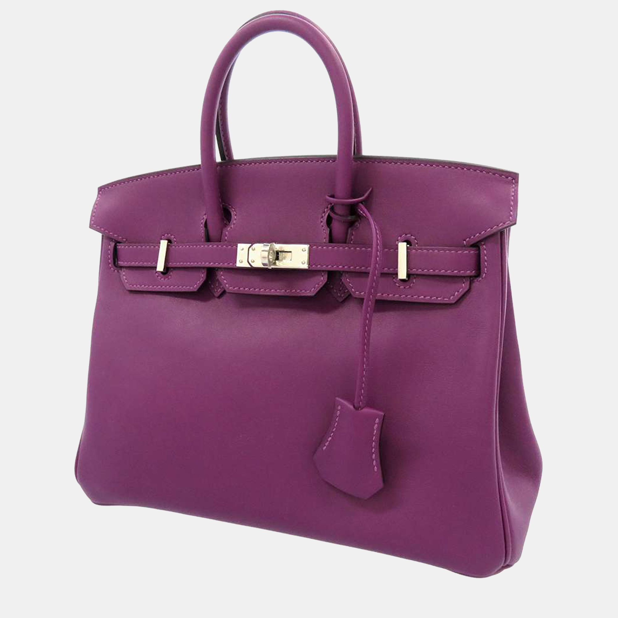 Hermes Purple Swift Leather Palladium Hardware Birkin 25 Bag
