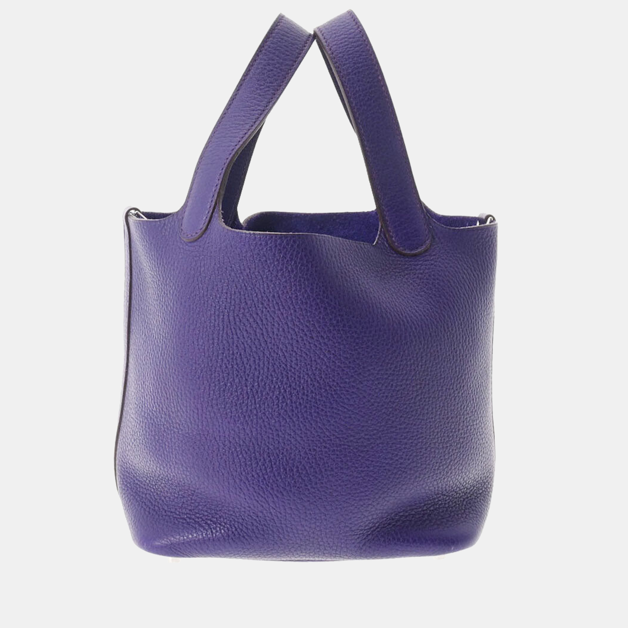 Hermes Purple Taurillon Clemence Leather Picotin Lock PM Tote Bag