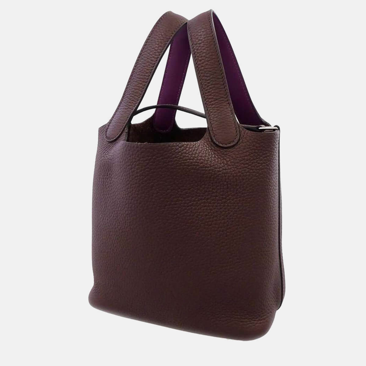Hermes Purple Taurillon Clemence Swift Leather Eclat Picotin Lock PM Tote Bag