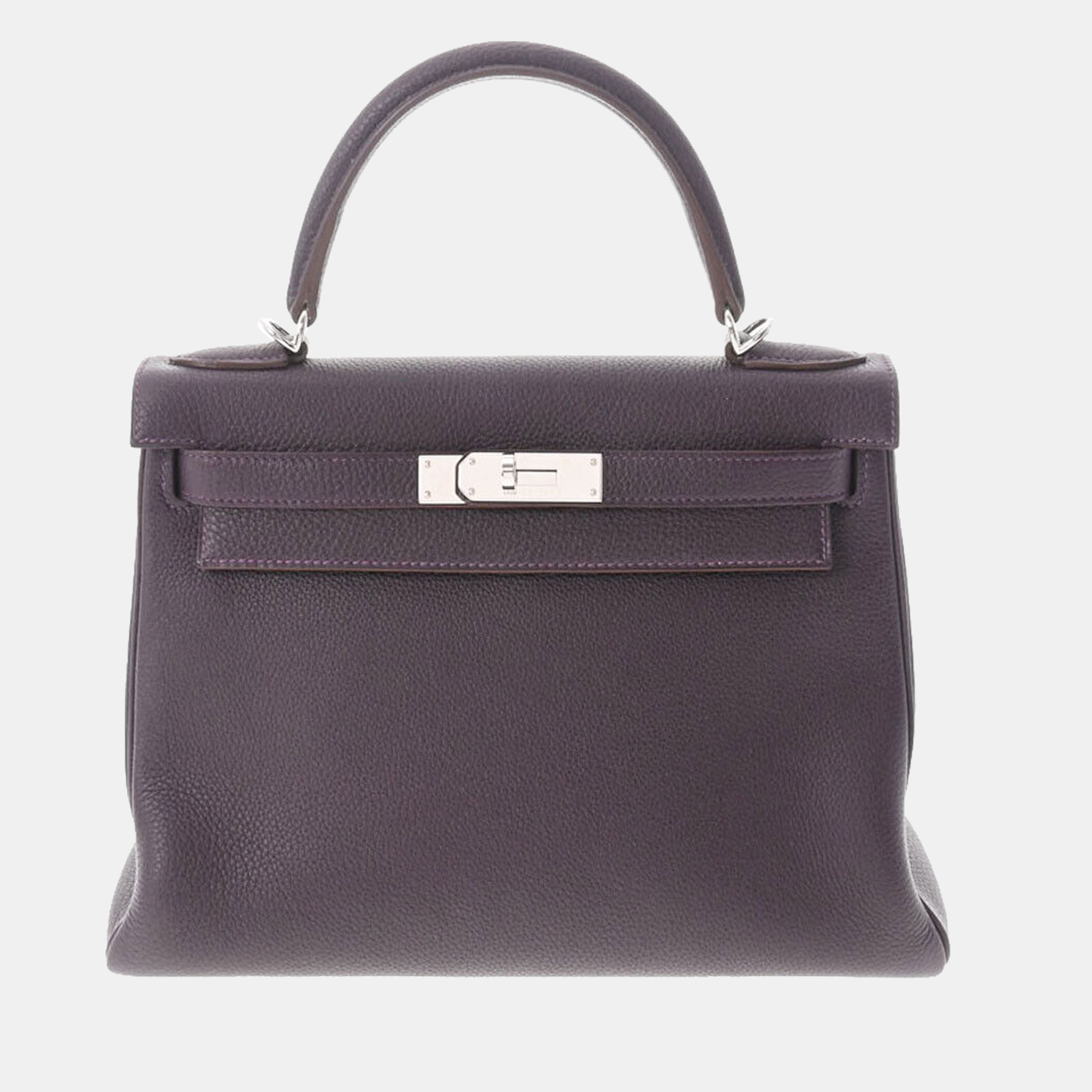 Hermes Purple Togo Leather Palladium Hardware Kelly 28 Bag