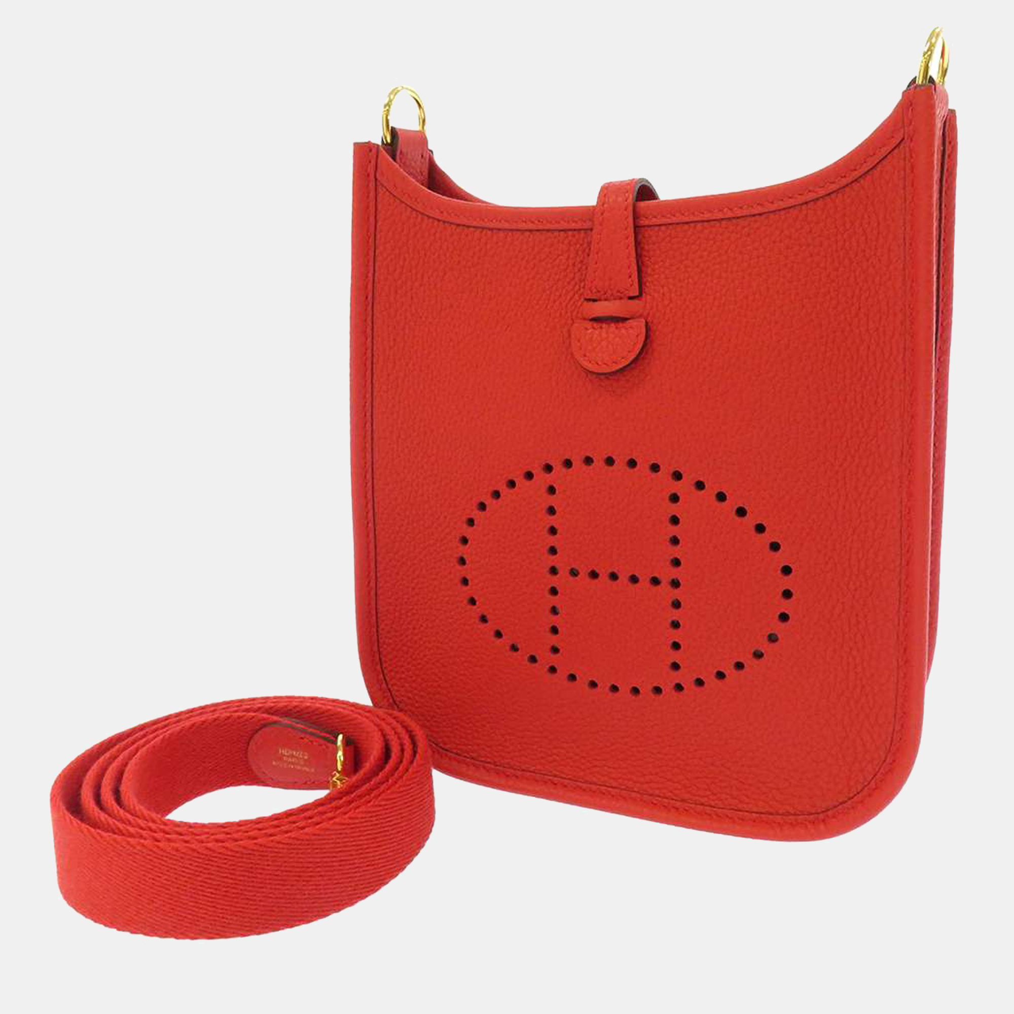 Hermes Red Maurice Leather Evelyne TPM 16 Shoulder Bag