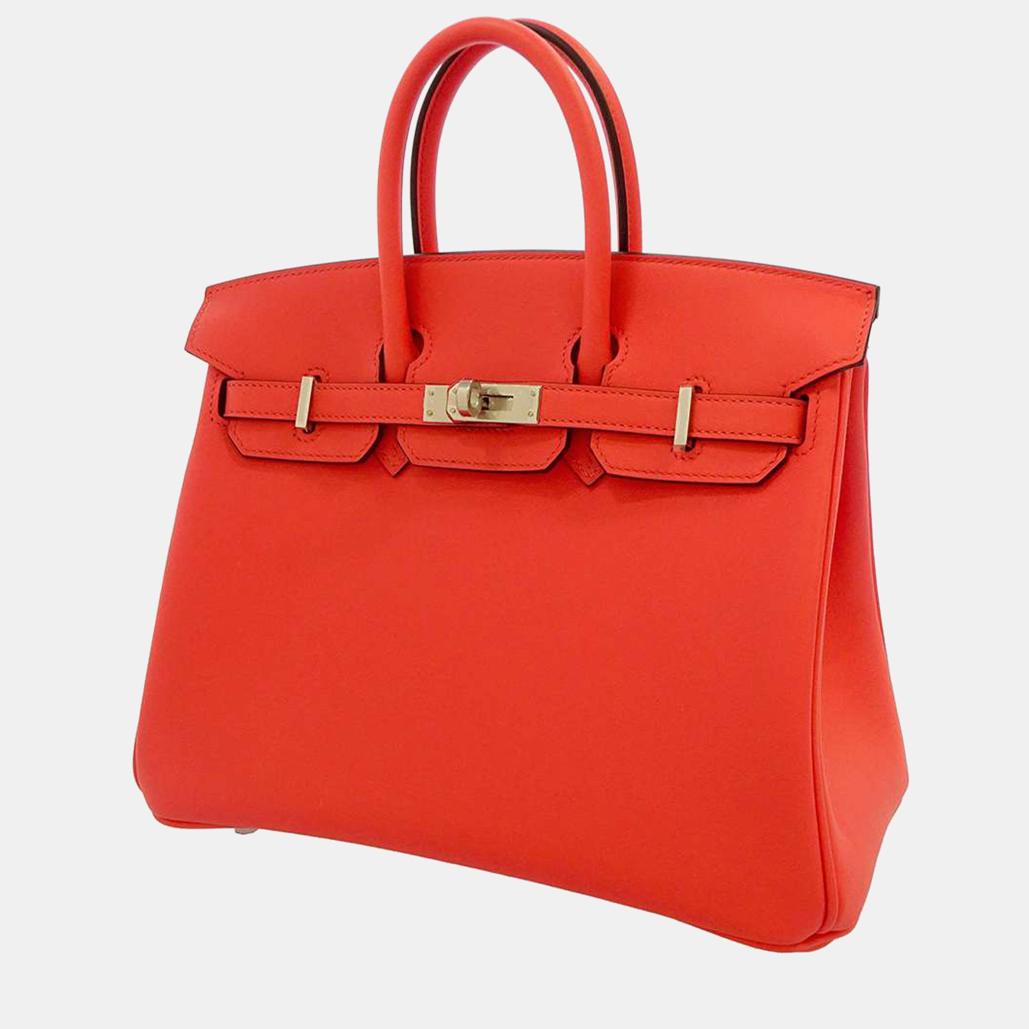 Hermes Red Swift Leather Palladium Hardware Birkin 25 Bag