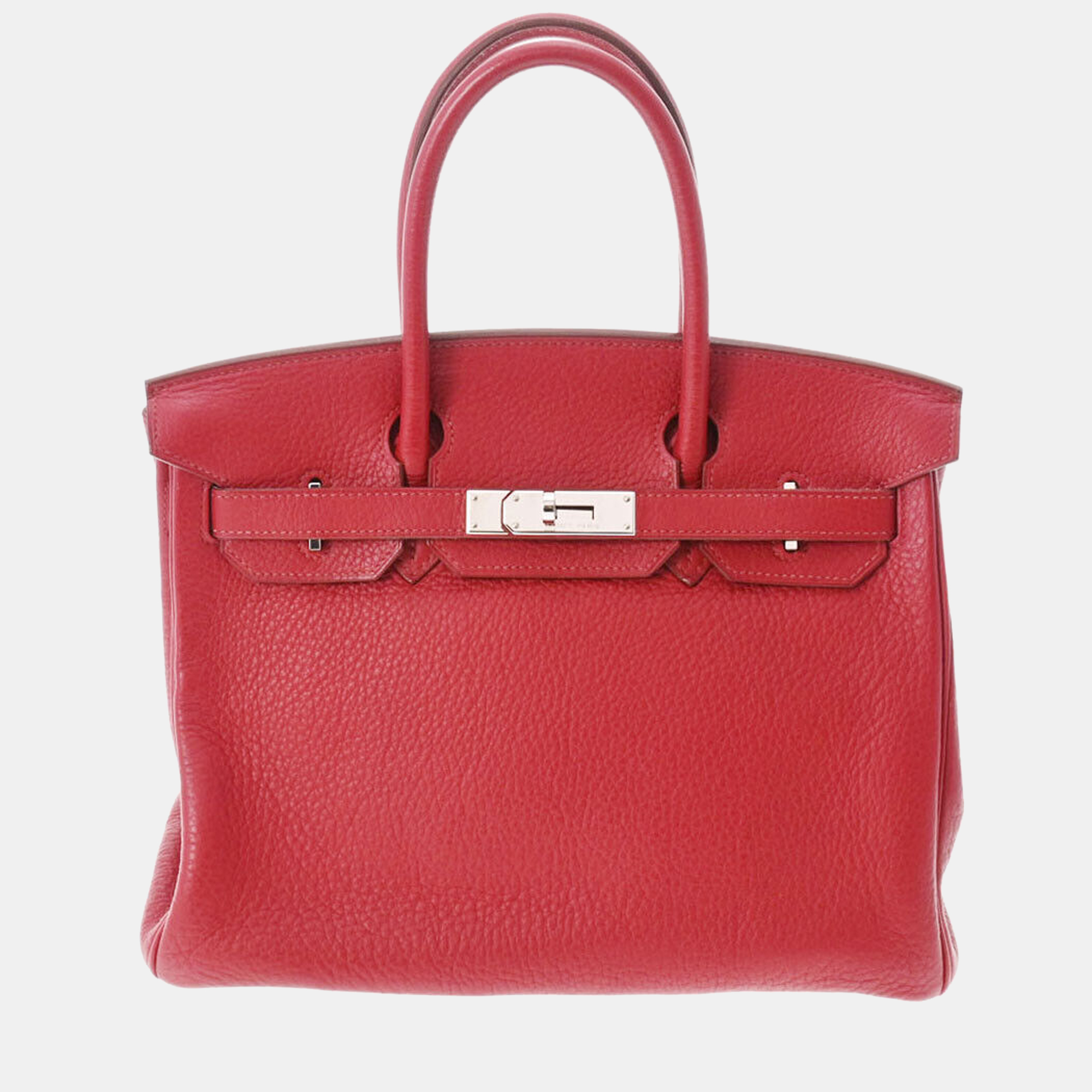 Hermes Red Taurillon Clemence Leather Palladium Hardware Birkin 30 Bag