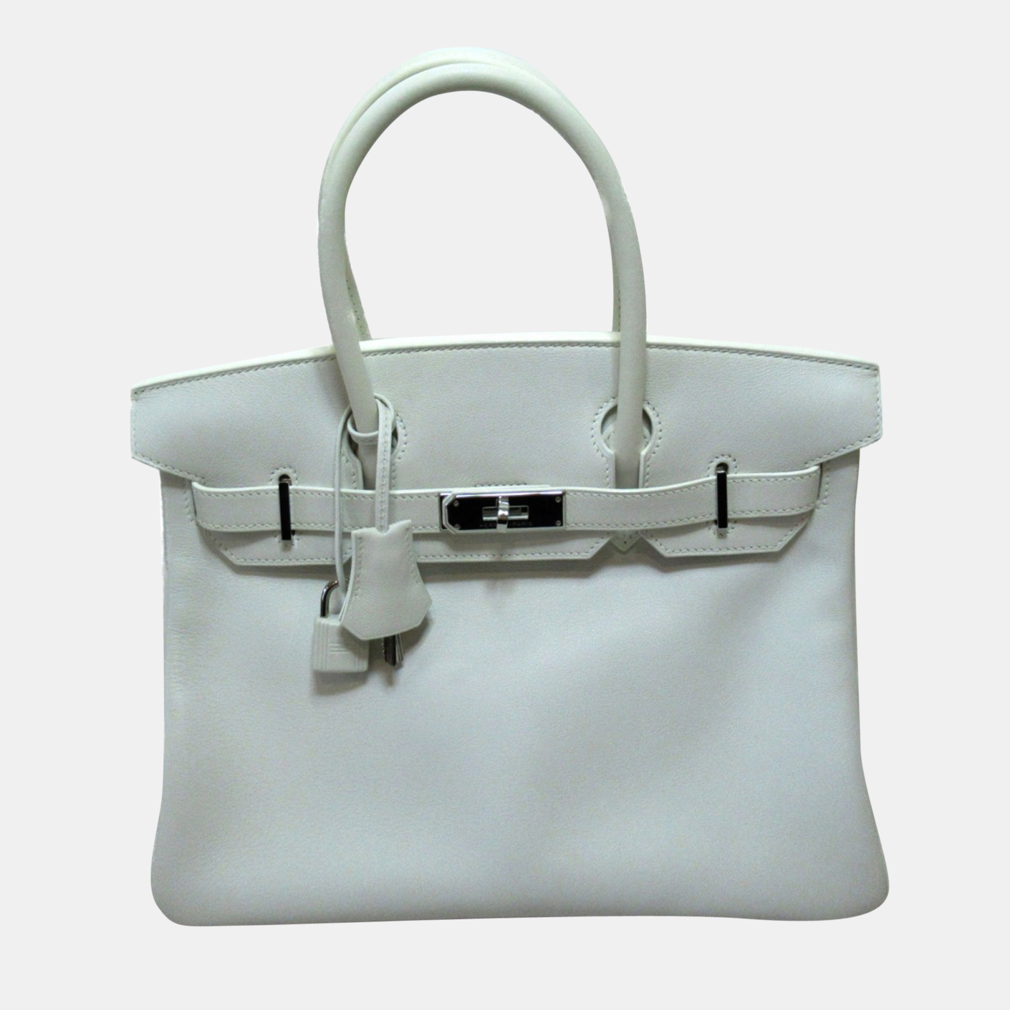 Hermes White Swift Leather Palladium Hardware Birkin 30 Bag