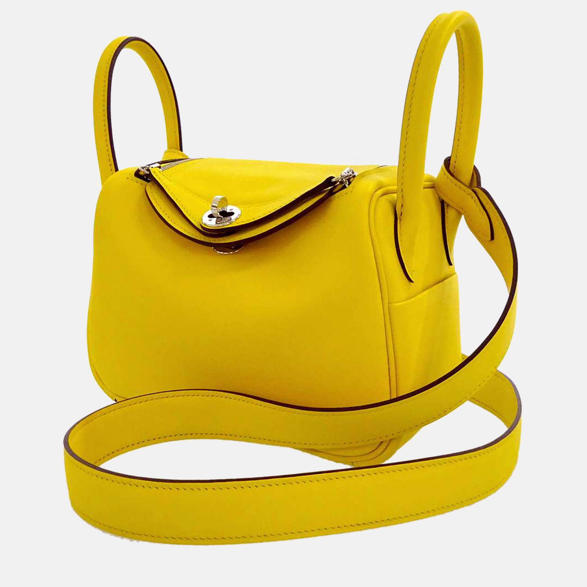 Hermes Yellow Swift Leather Mini Lindy Shoulder Bag