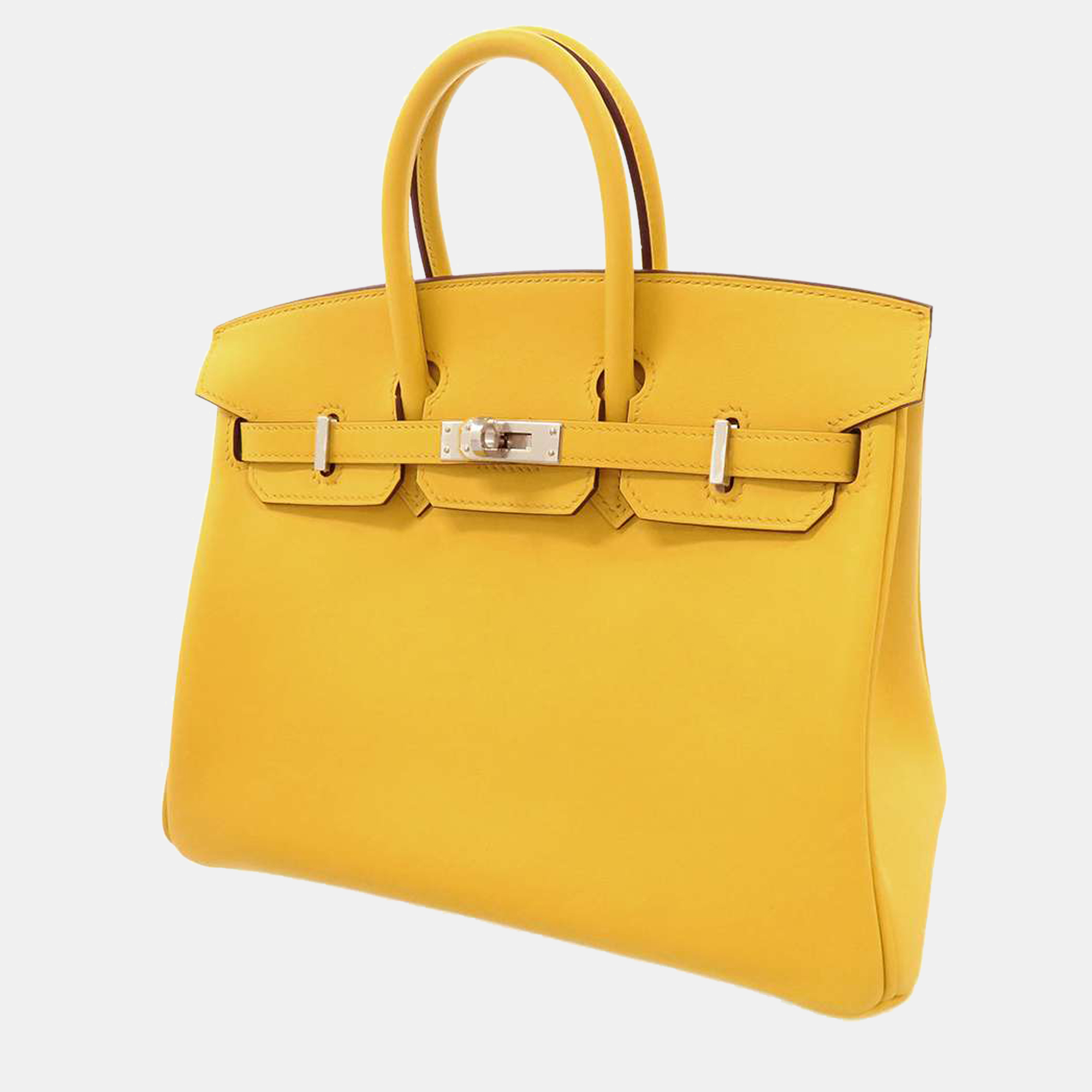 Hermes Yellow Swift Leather Palladium Hardware Birkin 25 Bag