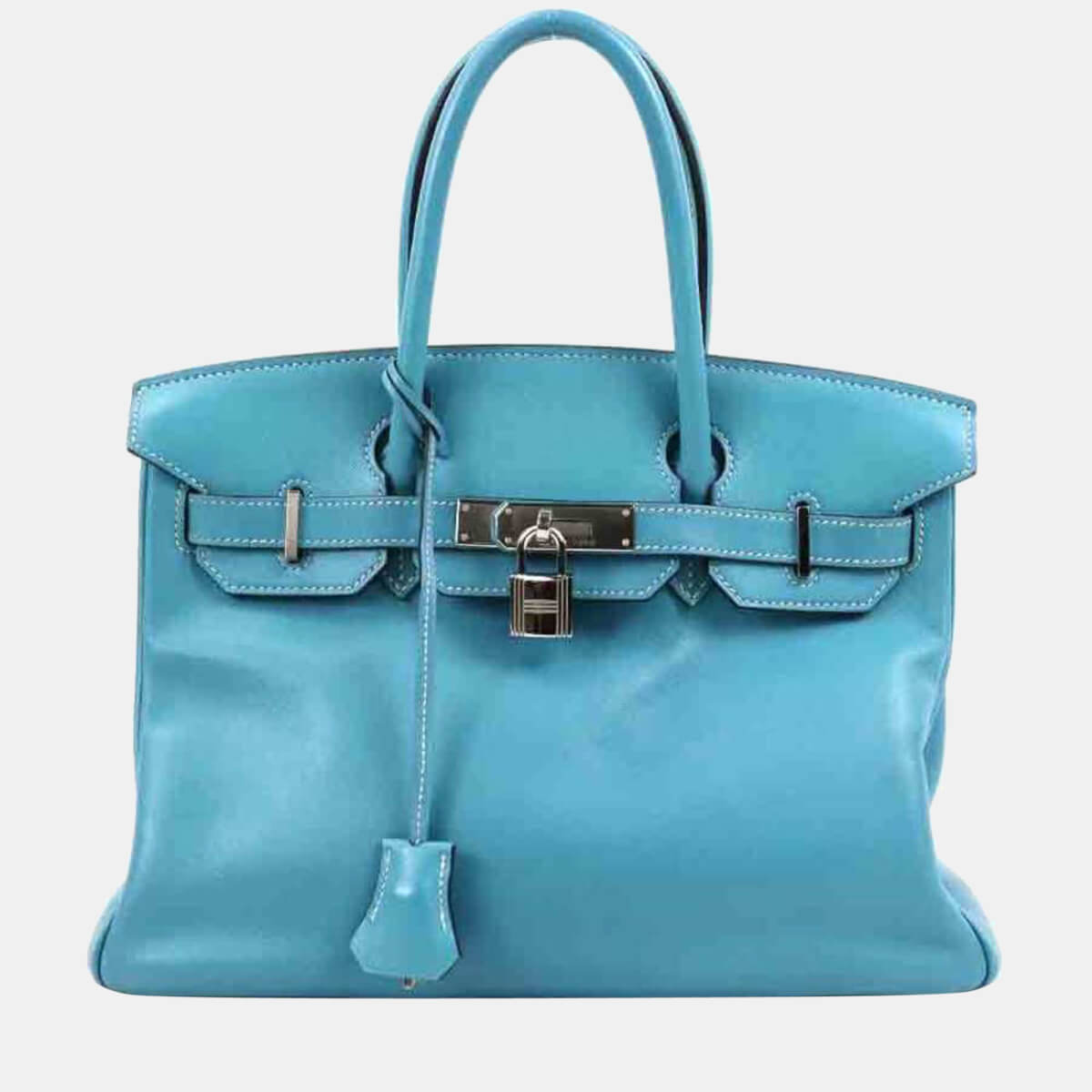 Hermes handbag Birkin 30 vauxwift turquoise silver ladies