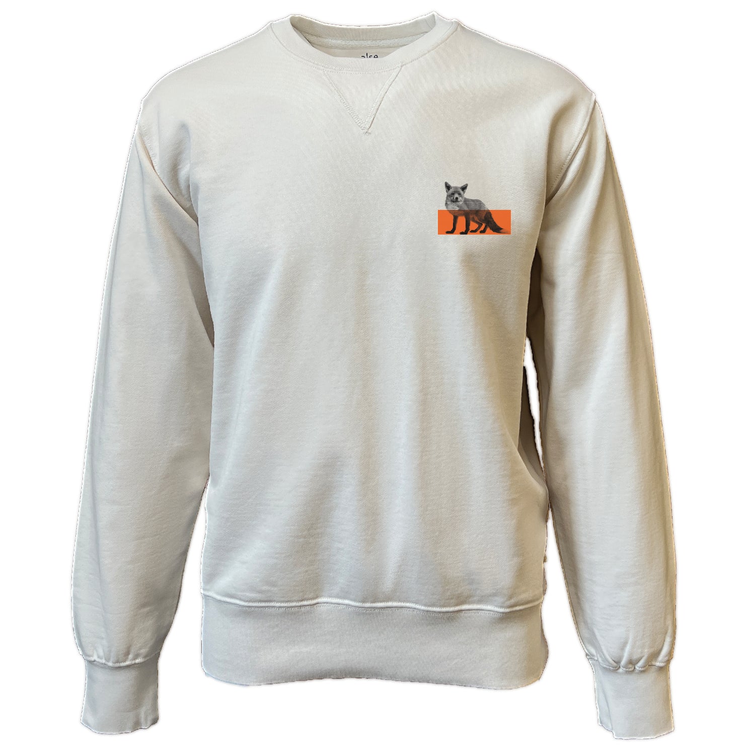 Men Fox Printed Unisex Crew Neck Sweatshirt Off White Medium Alse Studio