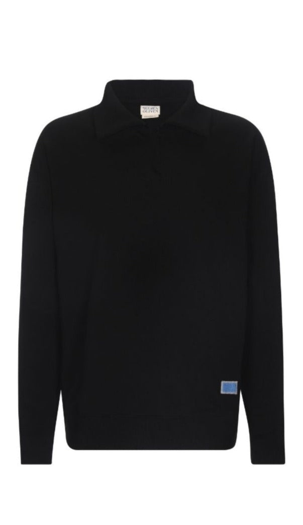 Men's Black Tennis Collar Sweatshirt. Small Reuben Oliver