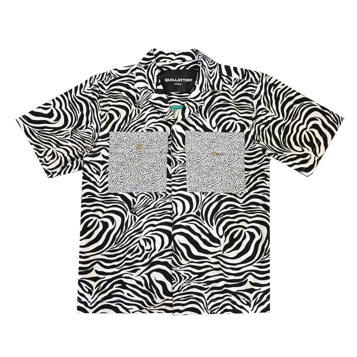Men's Black / White Black And White Zebra Print Shirt Small Quillattire