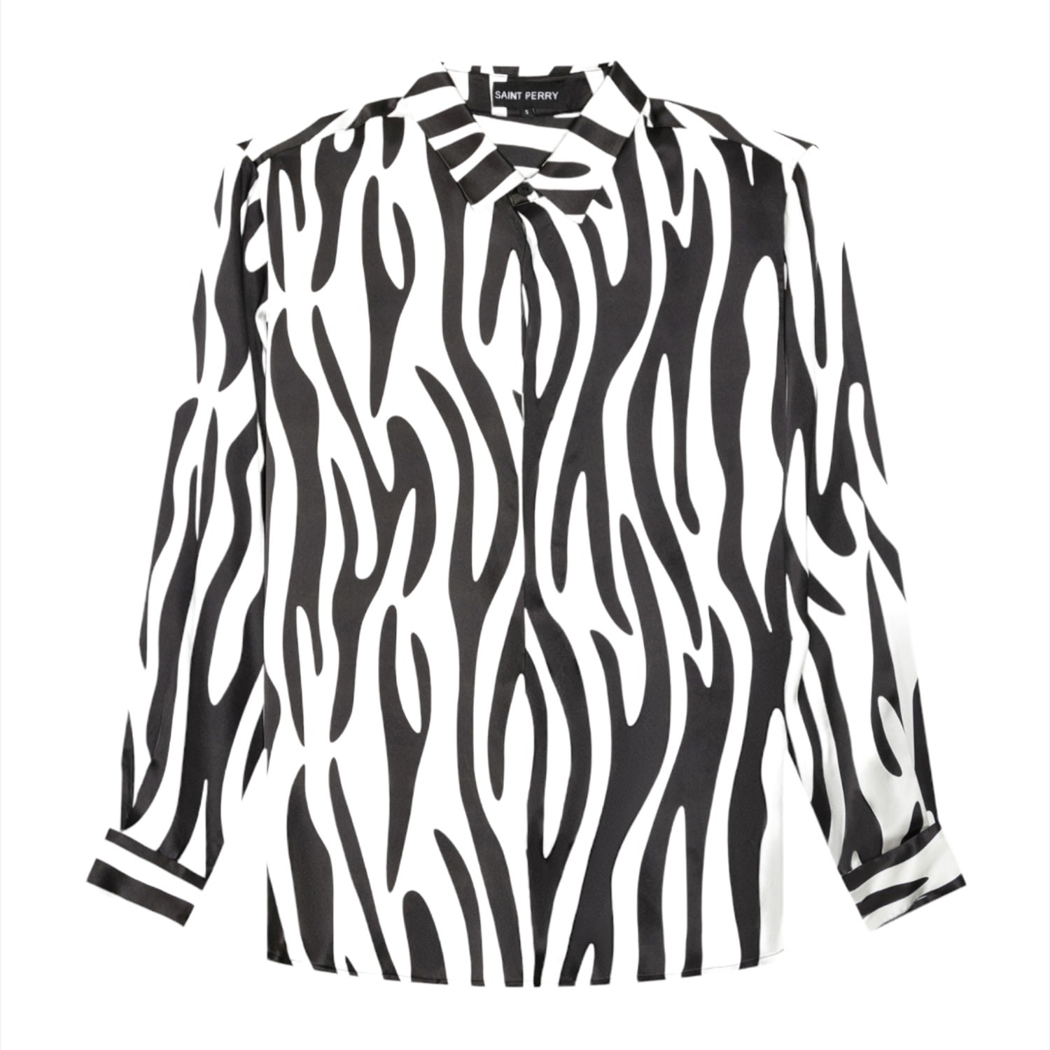 Men's Black Zebra Shirt Small SAINT PERRY
