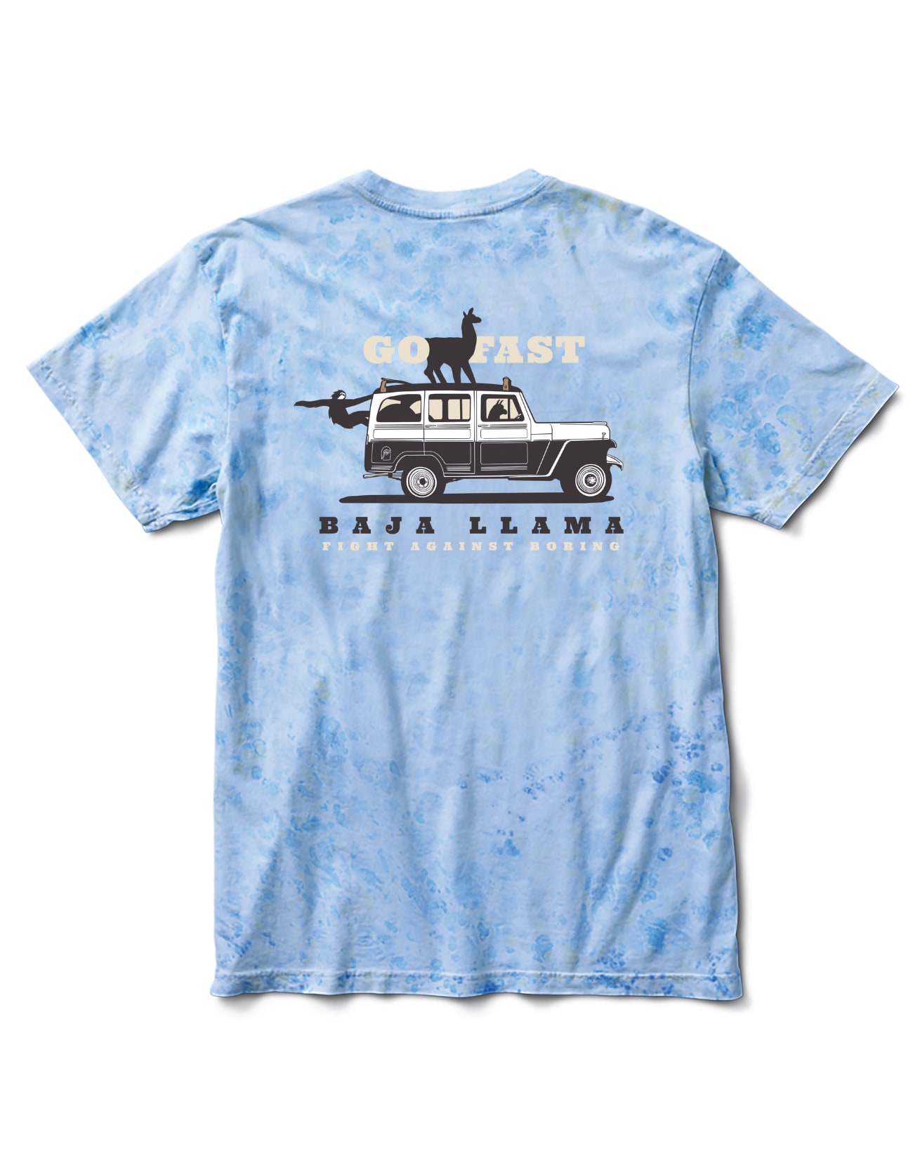 Men's Blue Go Fast Road Trip - Primo Graphic T-Shirt Small Baja Llama